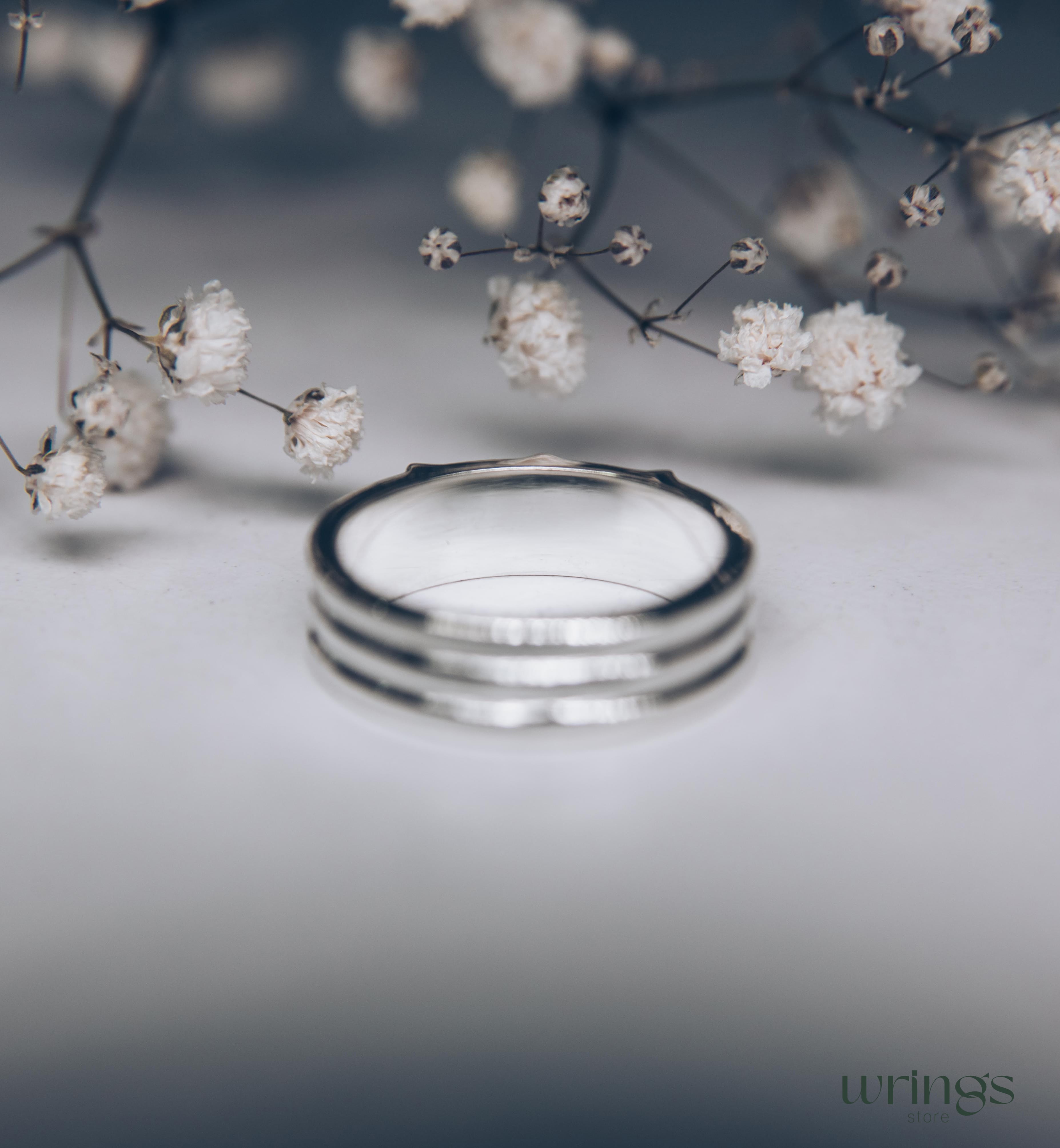 Silver Wedding Band with Brutal Style Sash Textured