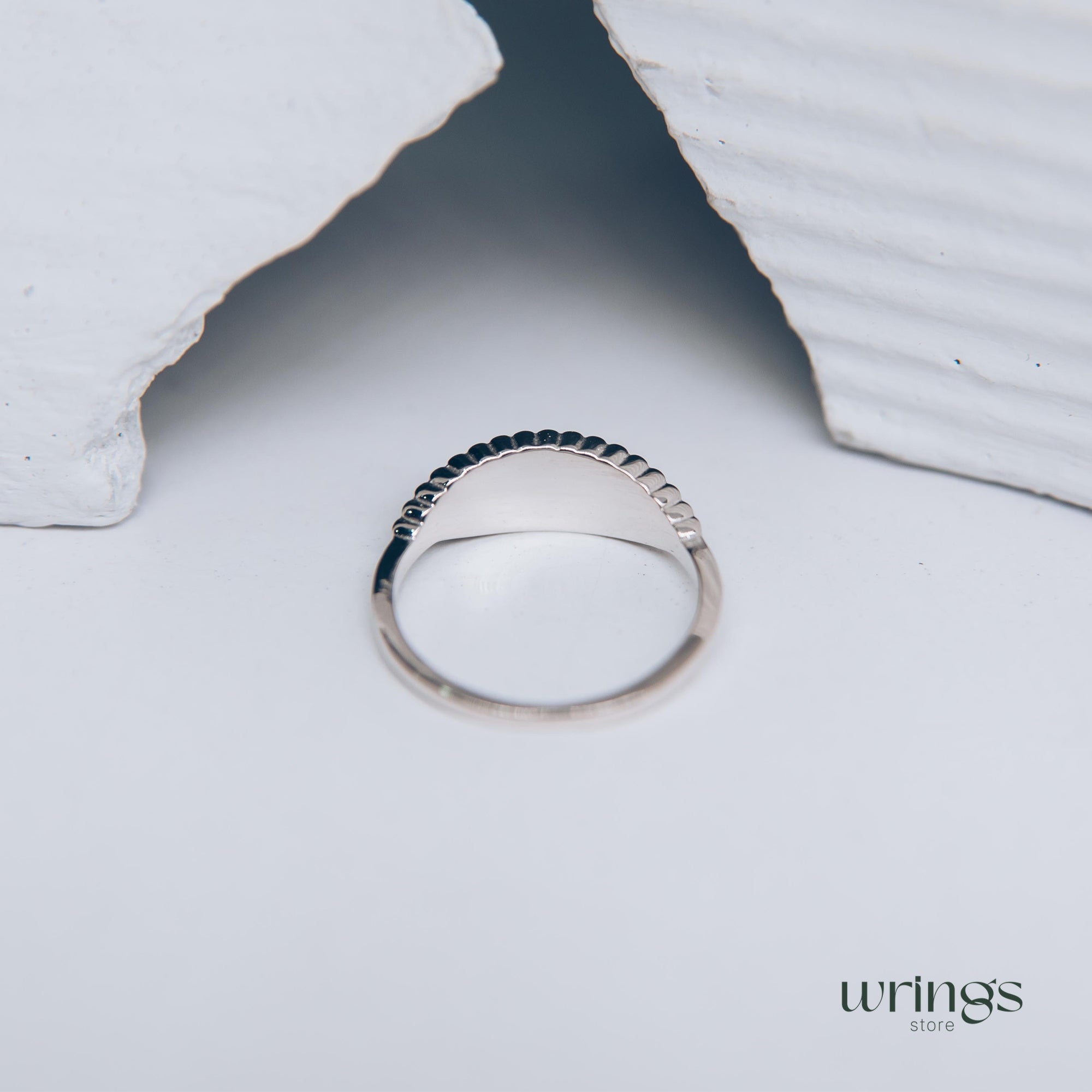 Beaded Silver & Emerald Evil Eye Ring Boho Style