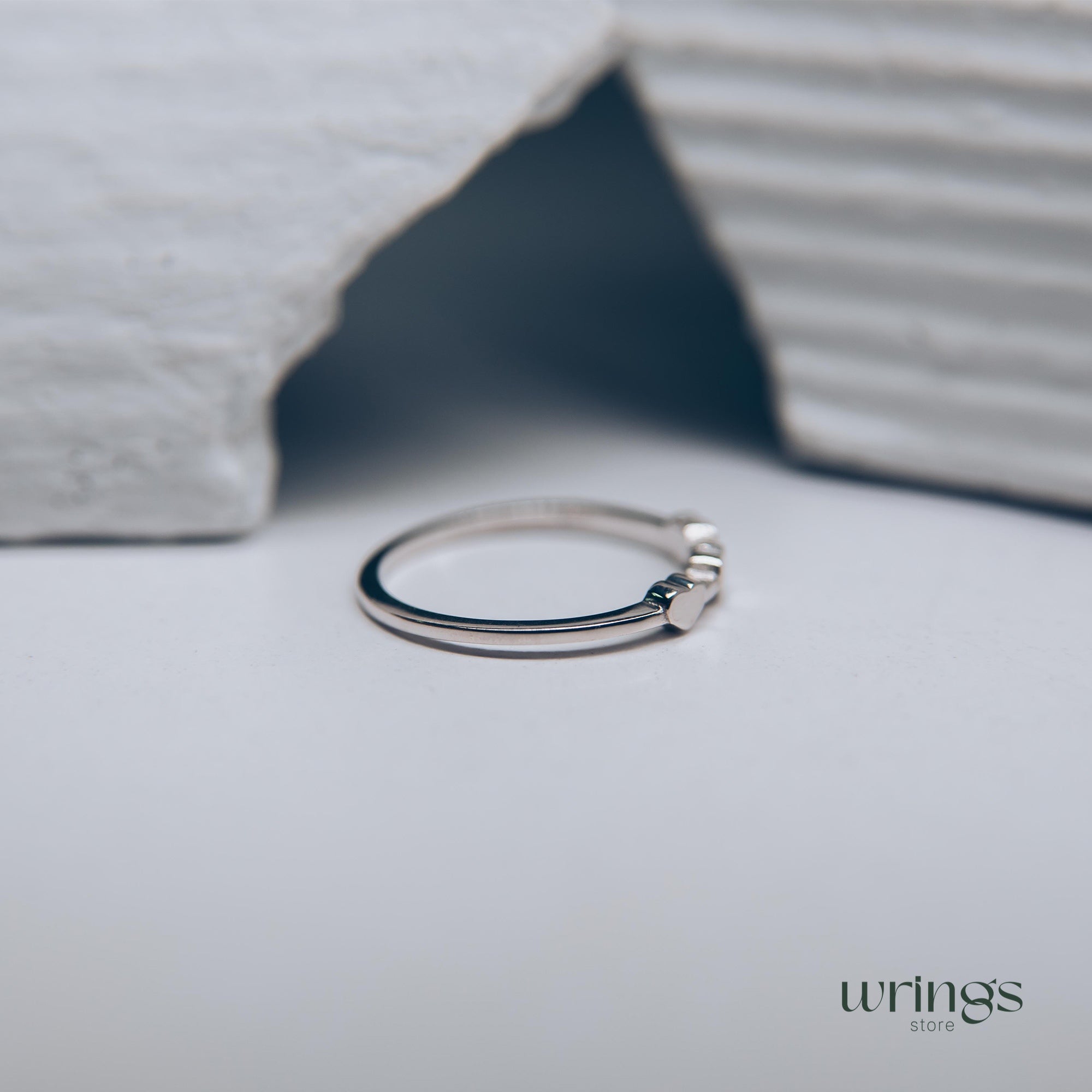 Three Hearts Silver Minimalist Promise Ring for Her