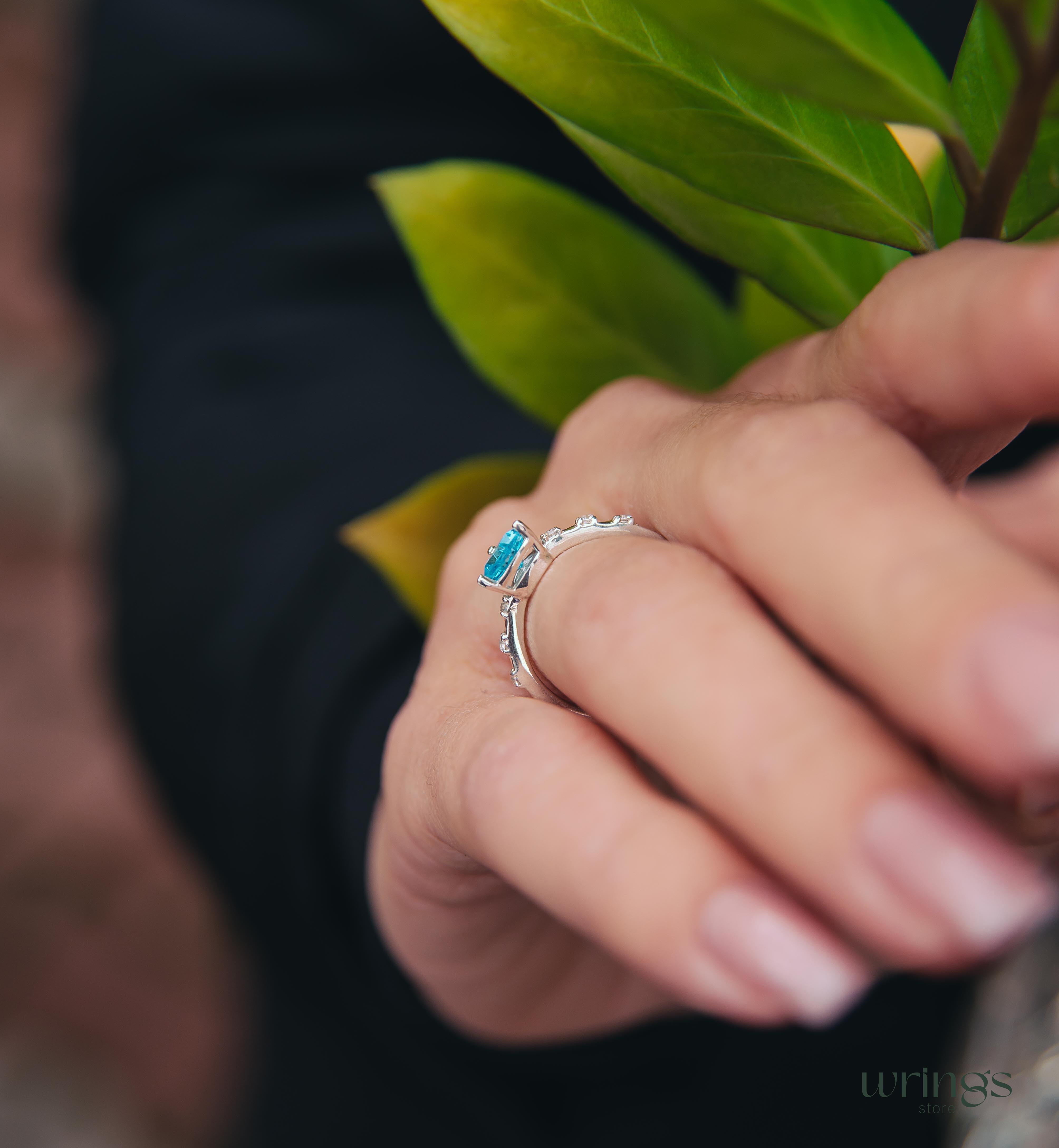 Pretty Trilliant Swiss Topaz Engagement Ring & Accents