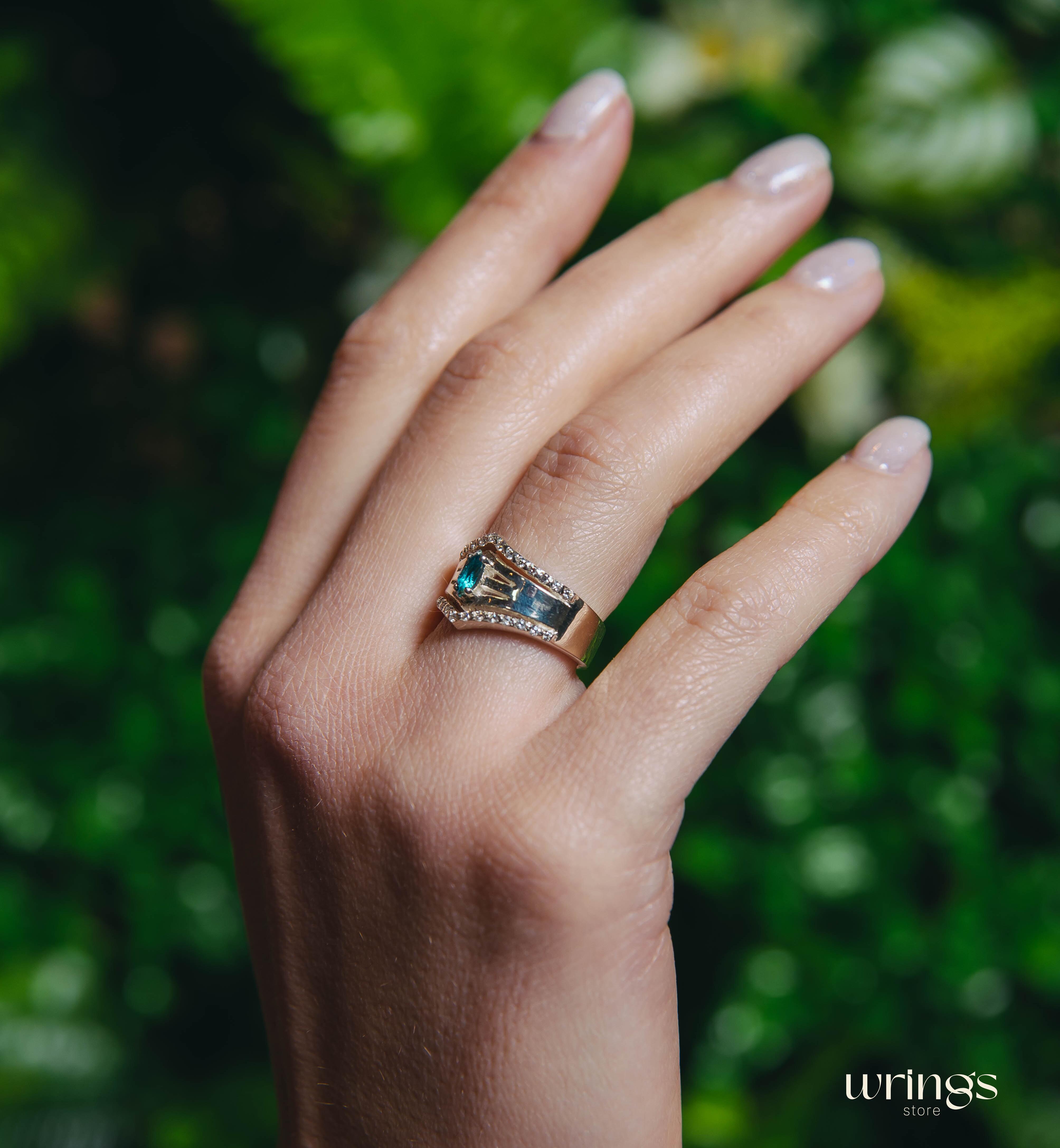 Chevron Band with Marquise LB Topaz and Faux Diamonds