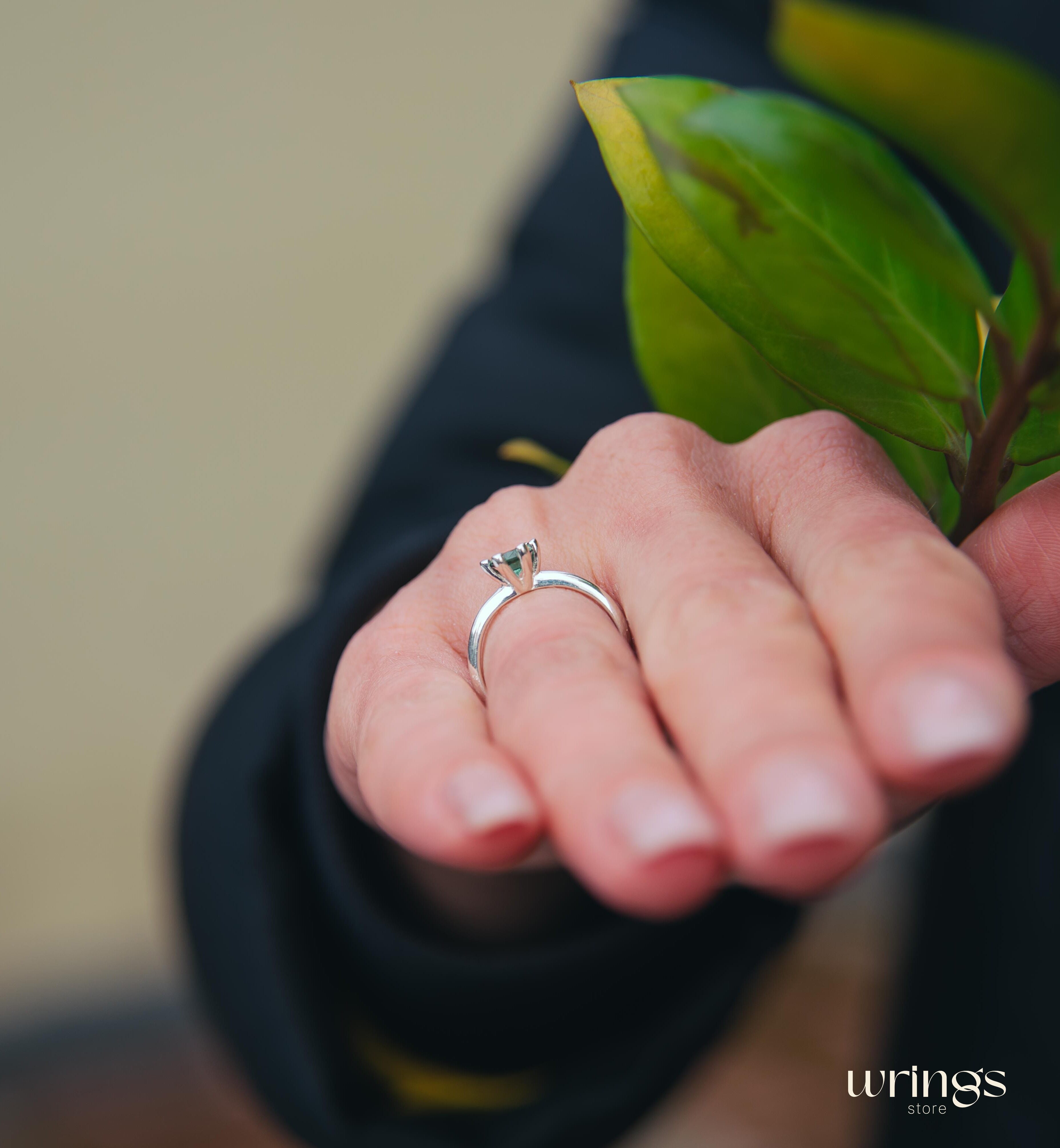 Round Quartz 6 prong Solitaire Engagement Ring Silver