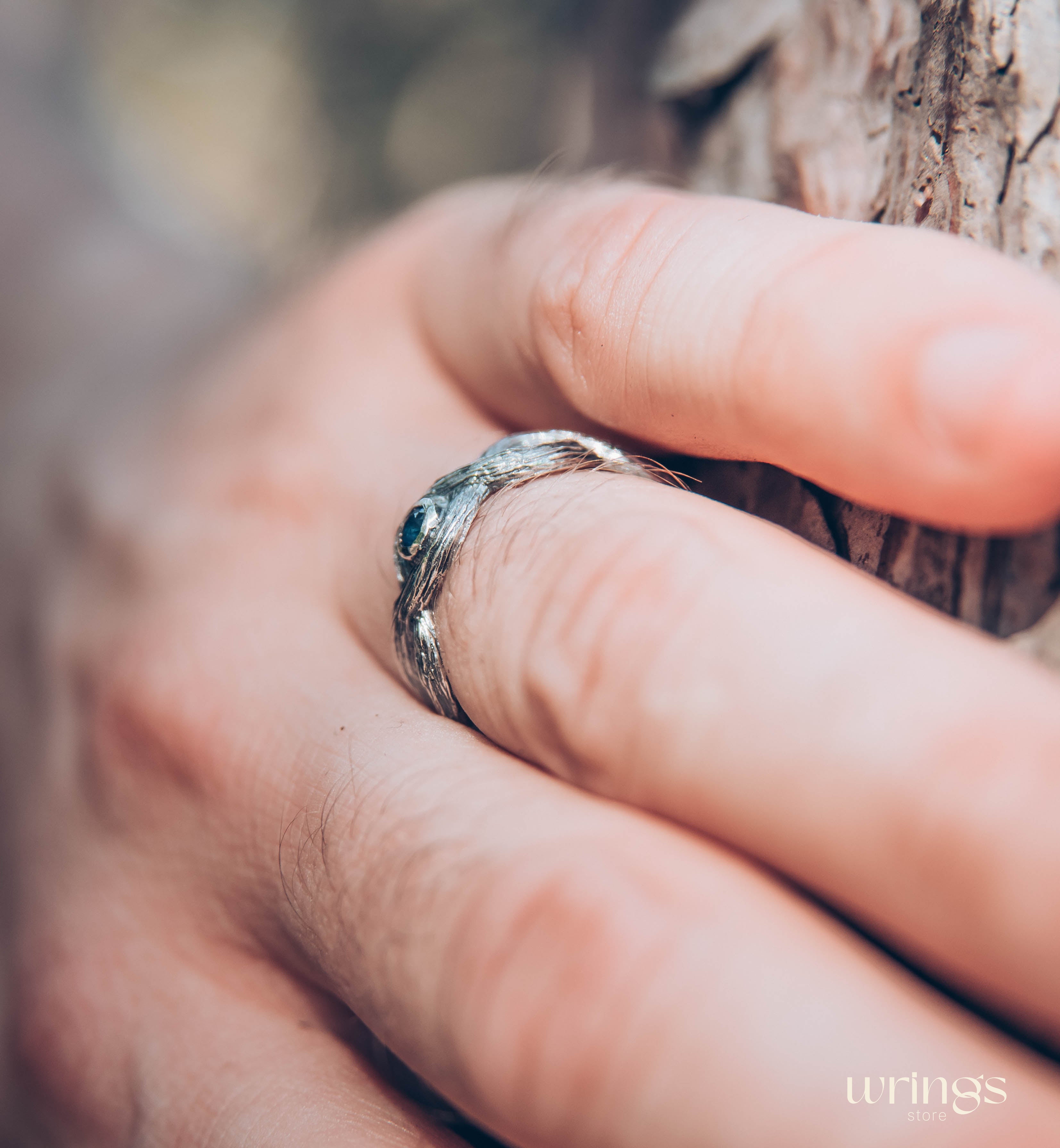 Twist Branch Infinity Wedding Band with Real Sapphire