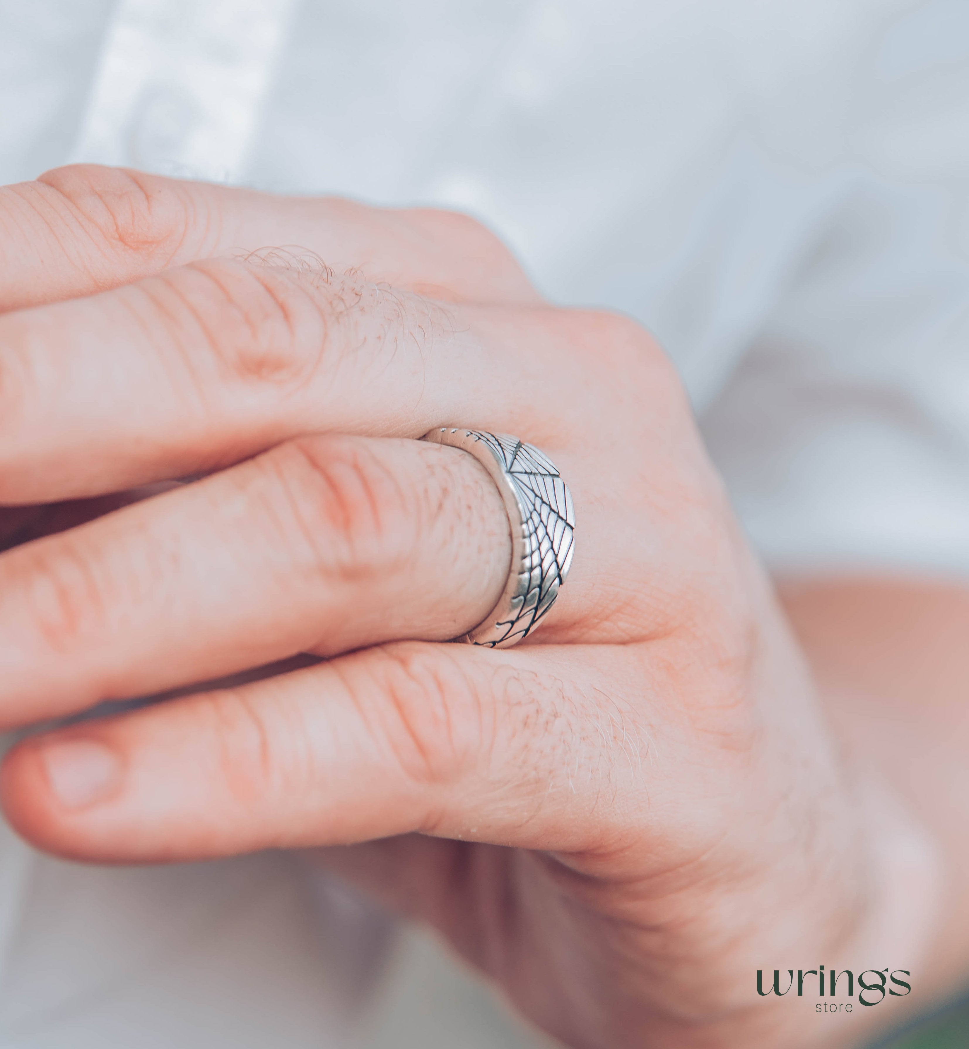 Chunky Spider Web Wedding Band for Men