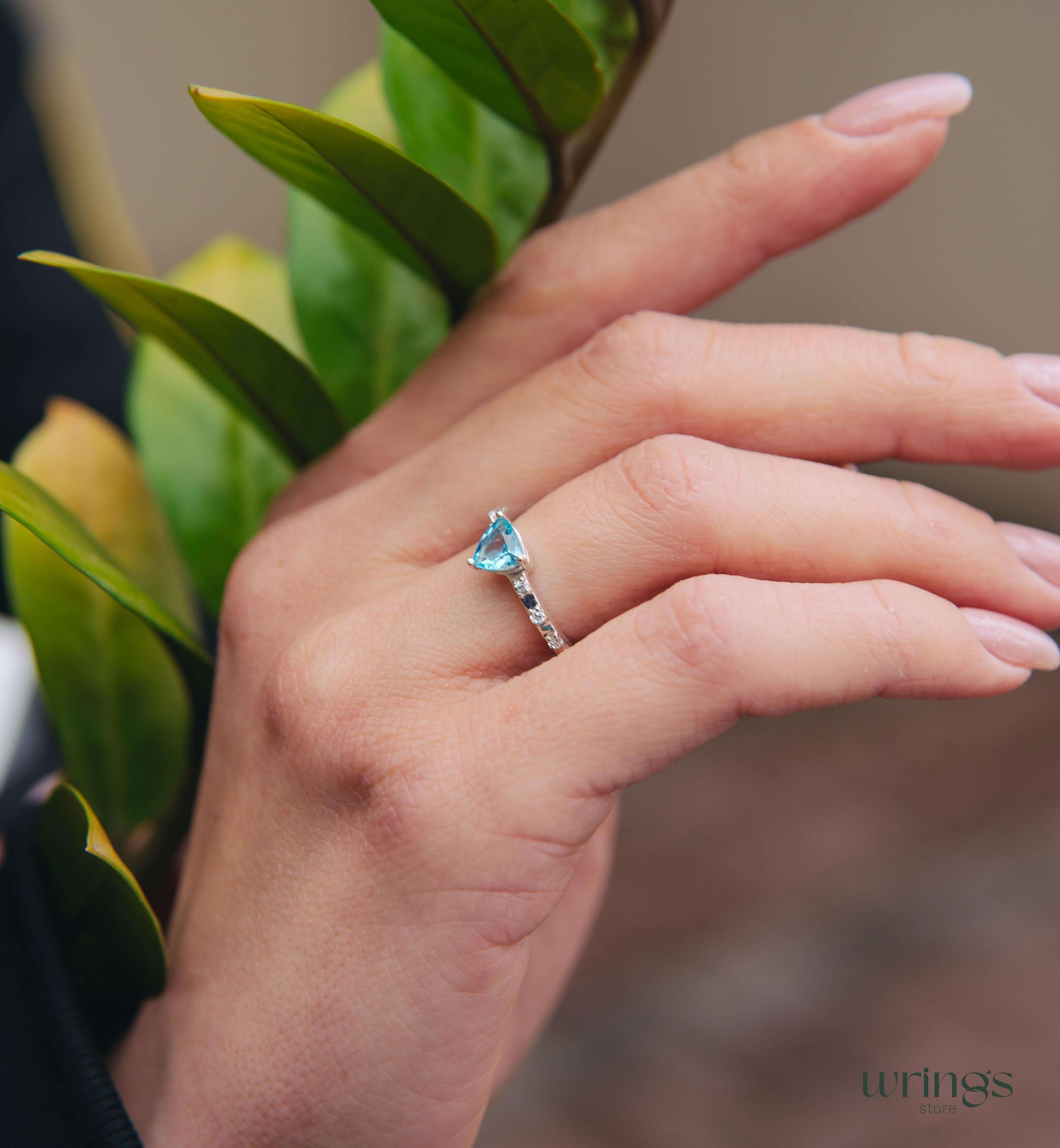 Pretty Trilliant Swiss Topaz Engagement Ring & Accents