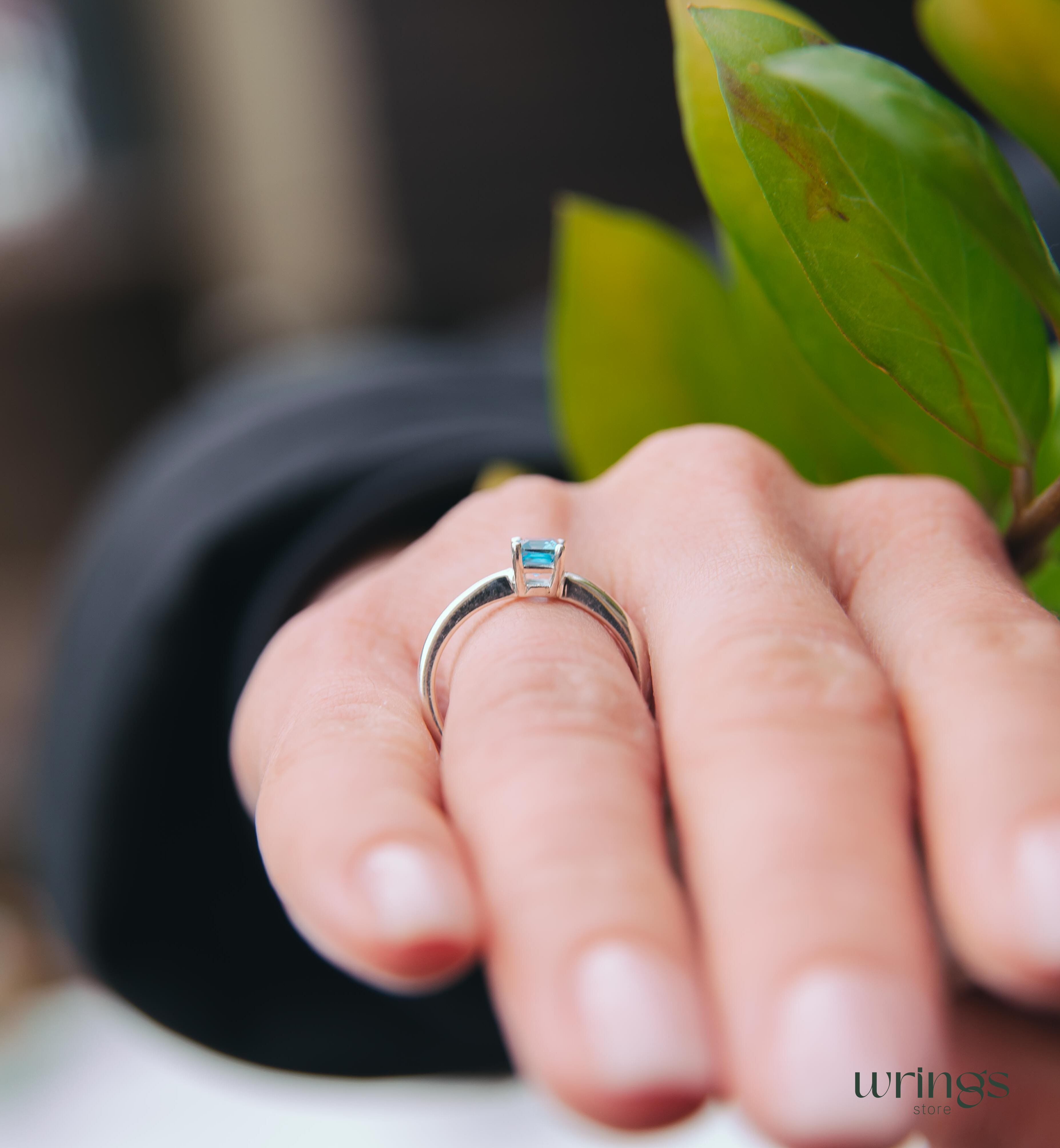 Topaz Gemstone Silver Octagon Solitaire Engagement ring