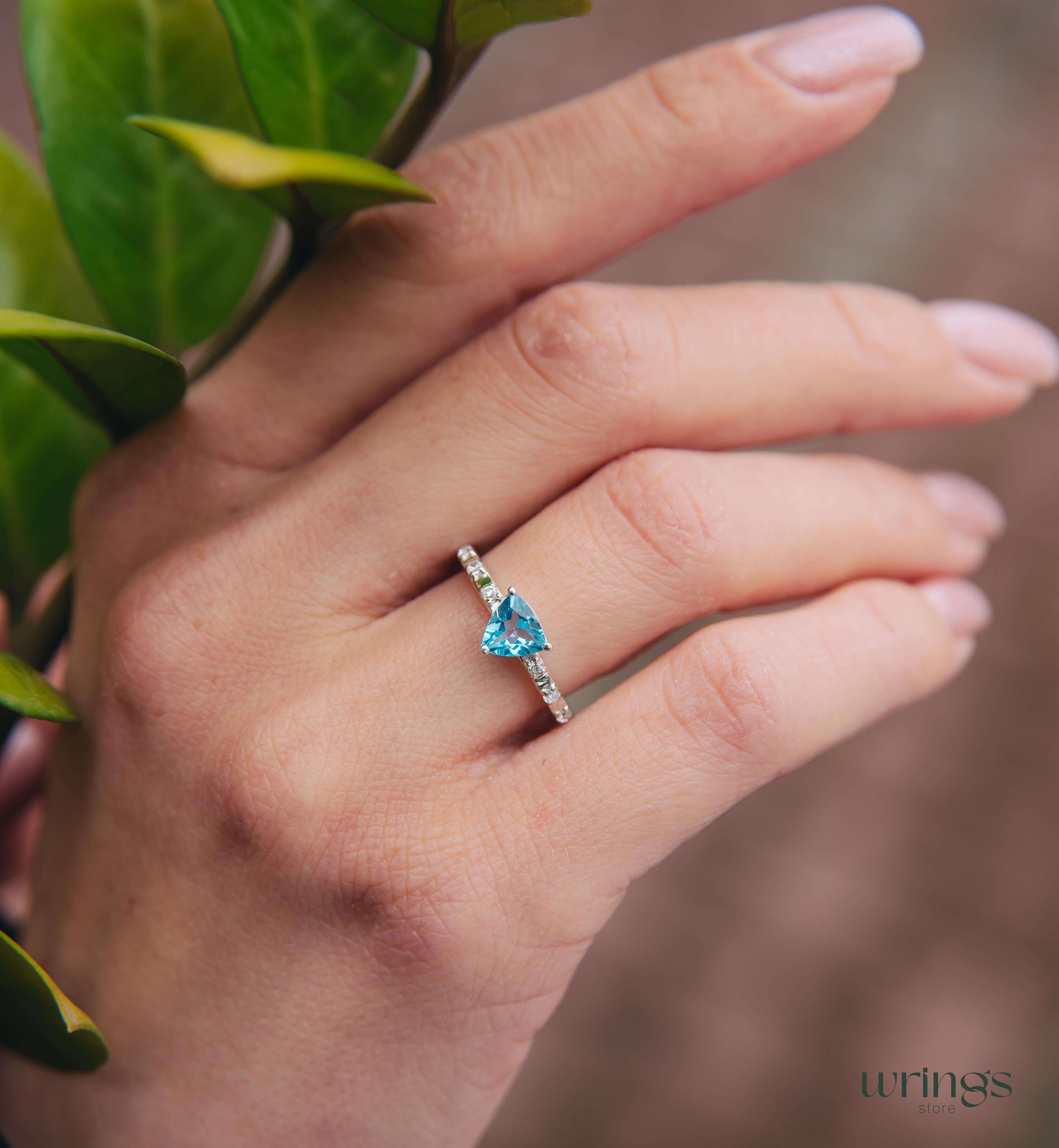 Pretty Trilliant Swiss Topaz Engagement Ring & Accents
