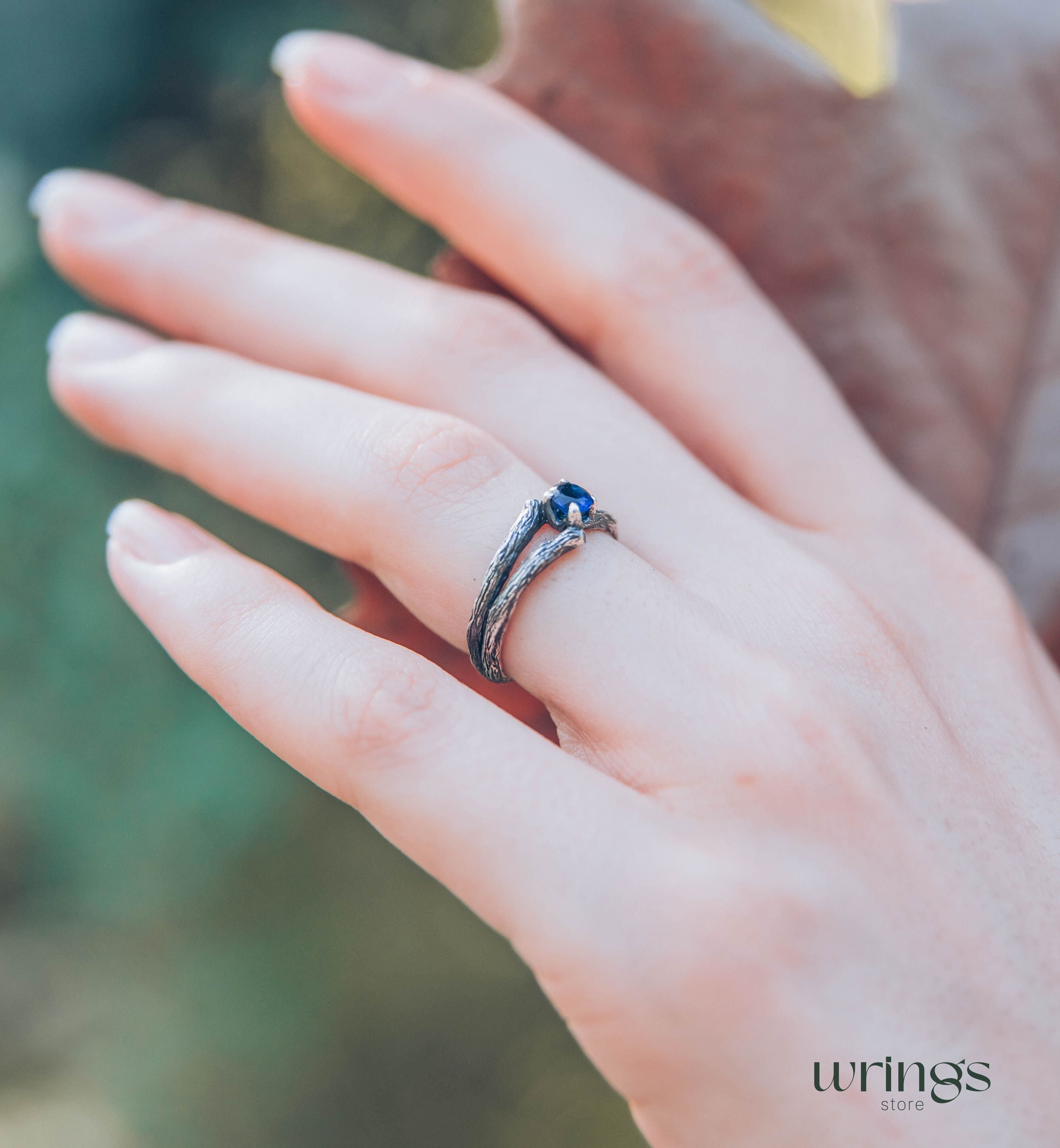 Two Silver Branches & Sapphire Engagement Ring fo Her