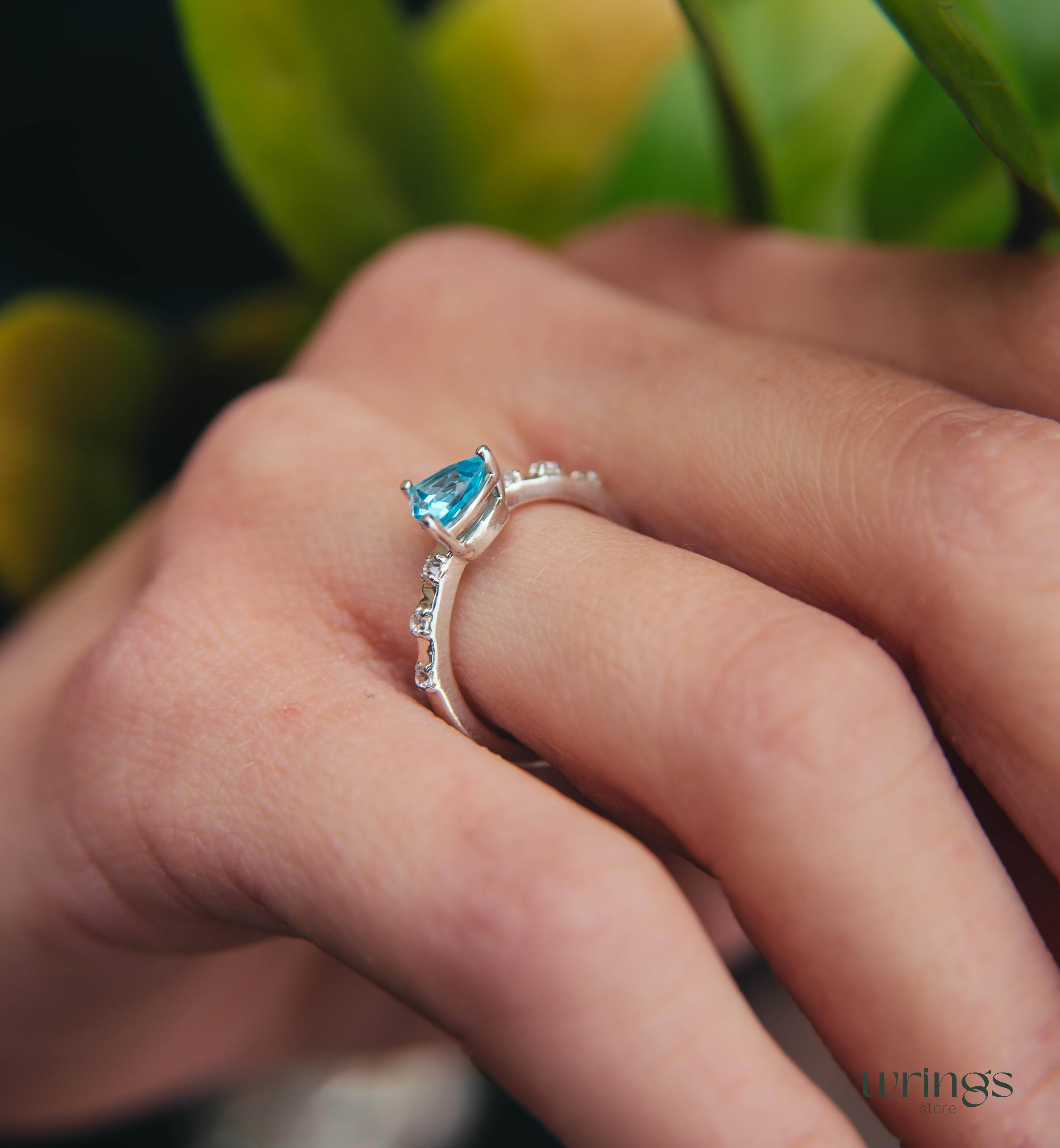 Pretty Trilliant Swiss Topaz Engagement Ring & Accents