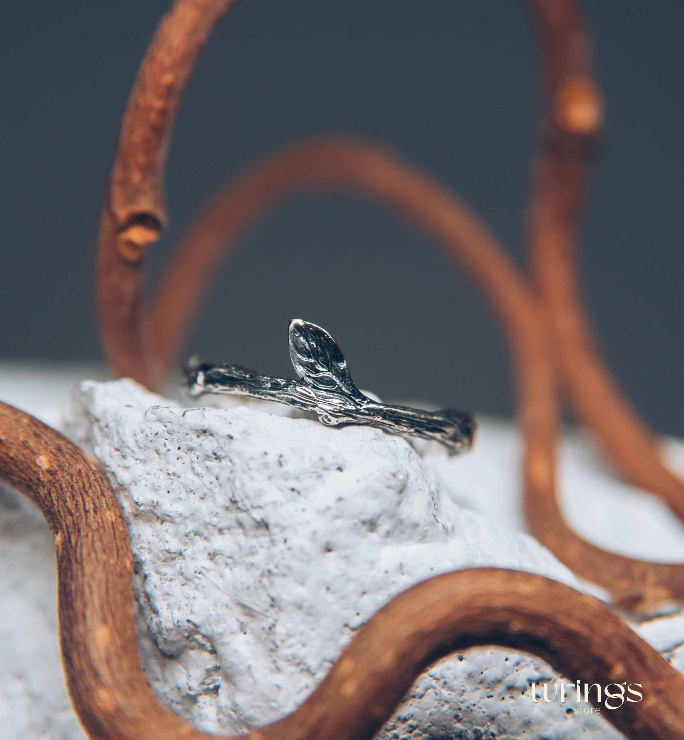 Dainty & Tiny Branch and Leaf Ring Sterling Silver