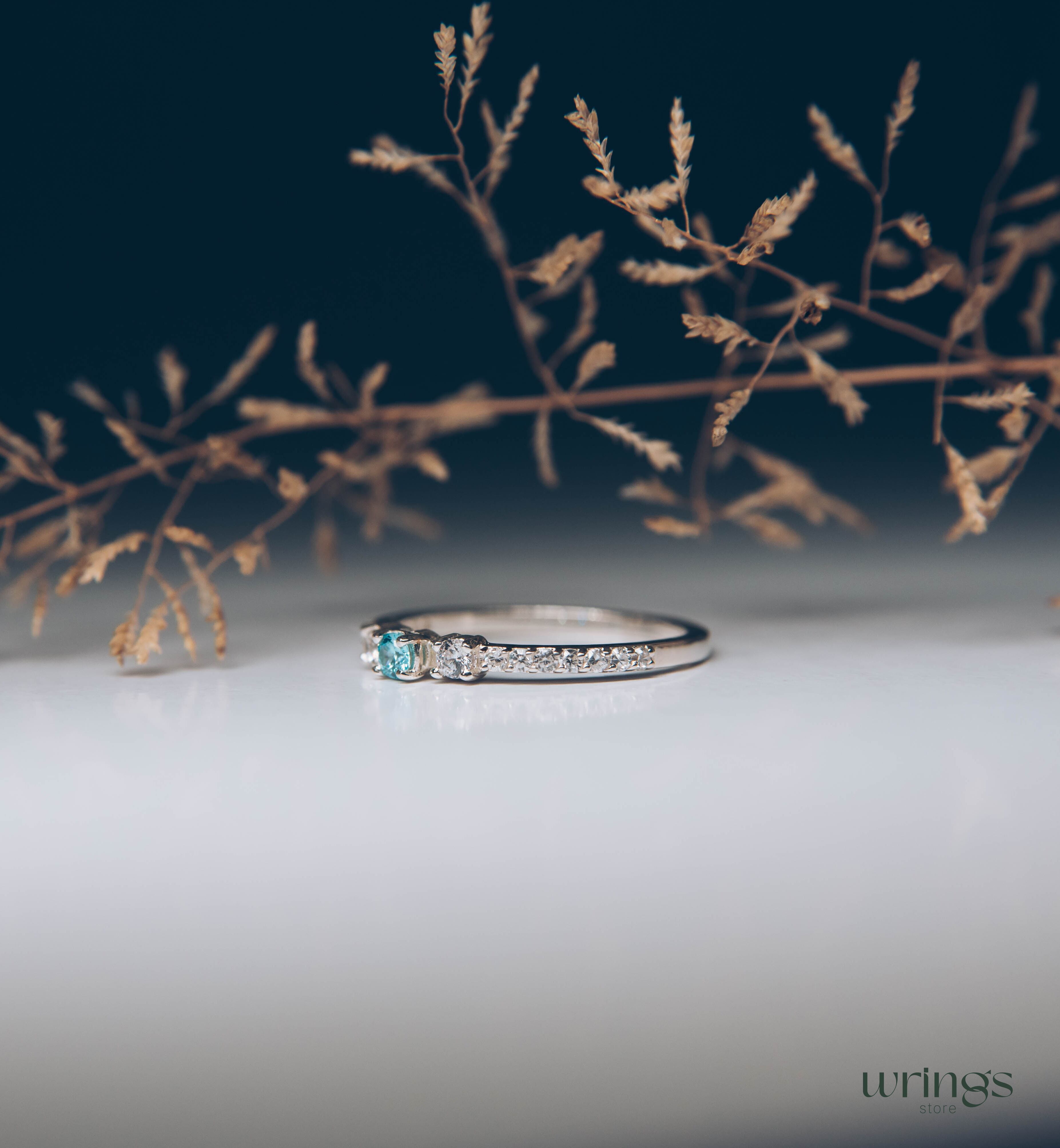 Central Swiss Topaz Silver Multi Stone Engagement Ring