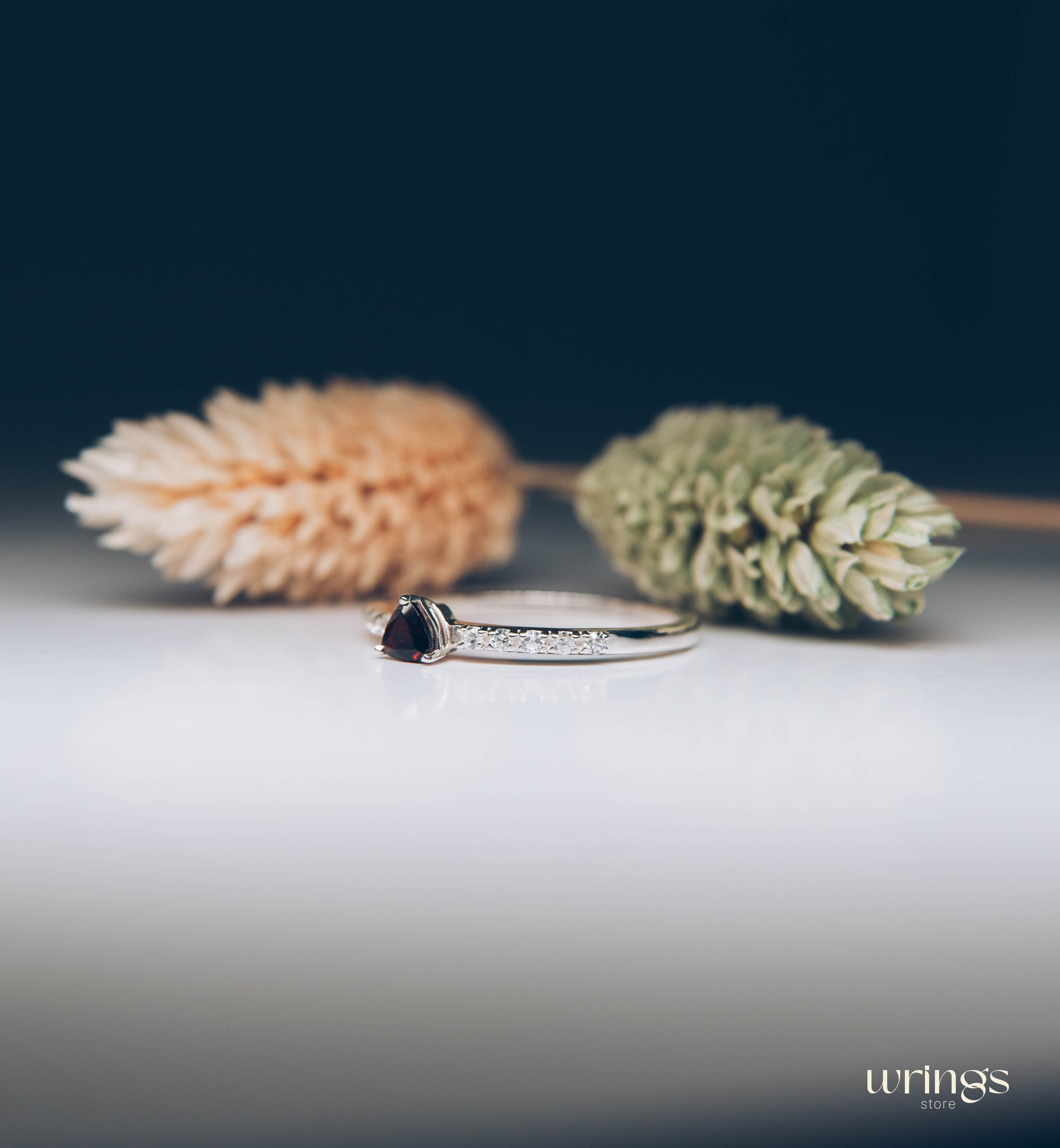 Garnet January Birthstone Engagement ring with Accents