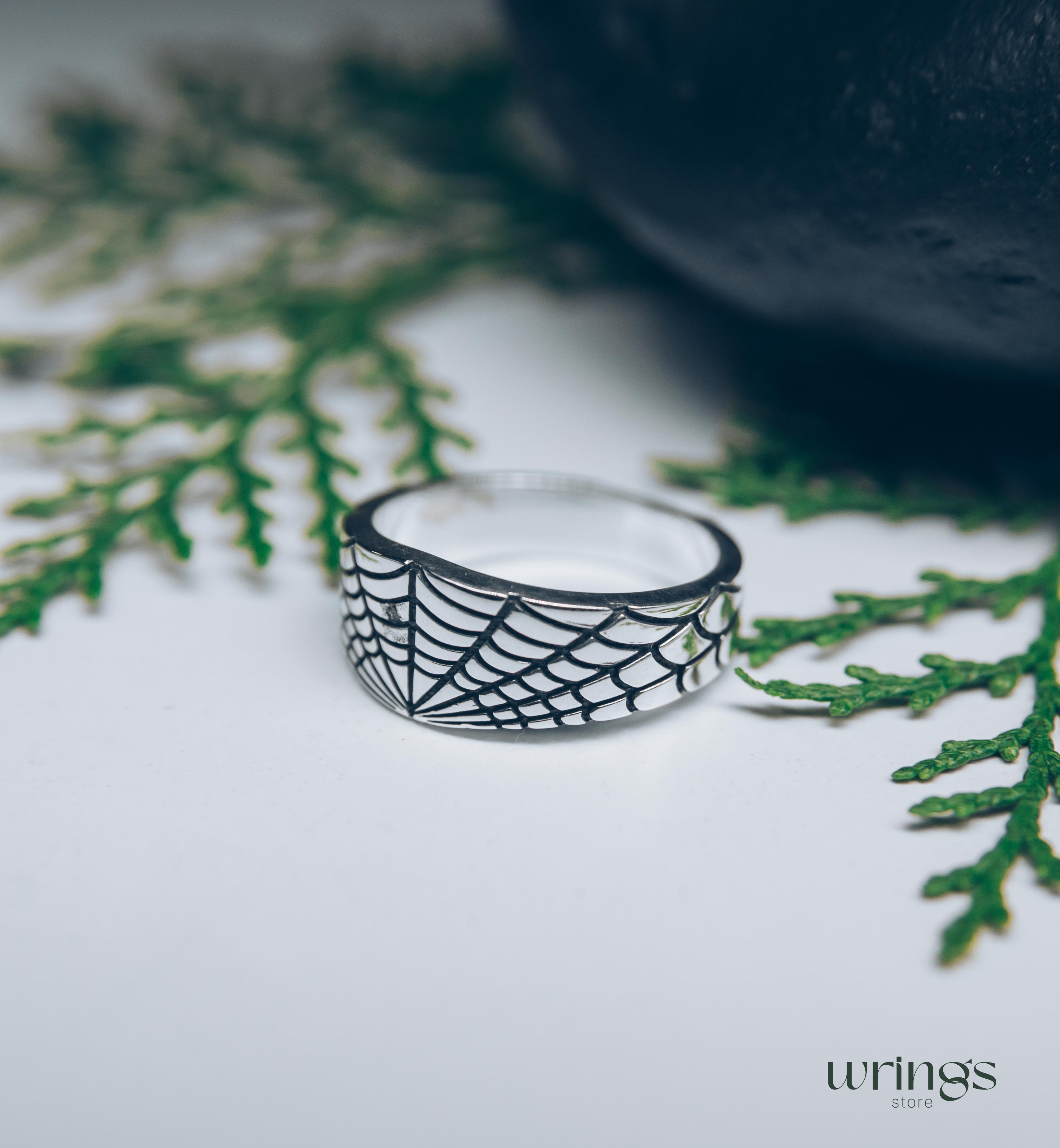 Chunky Spider Web Wedding Band for Men