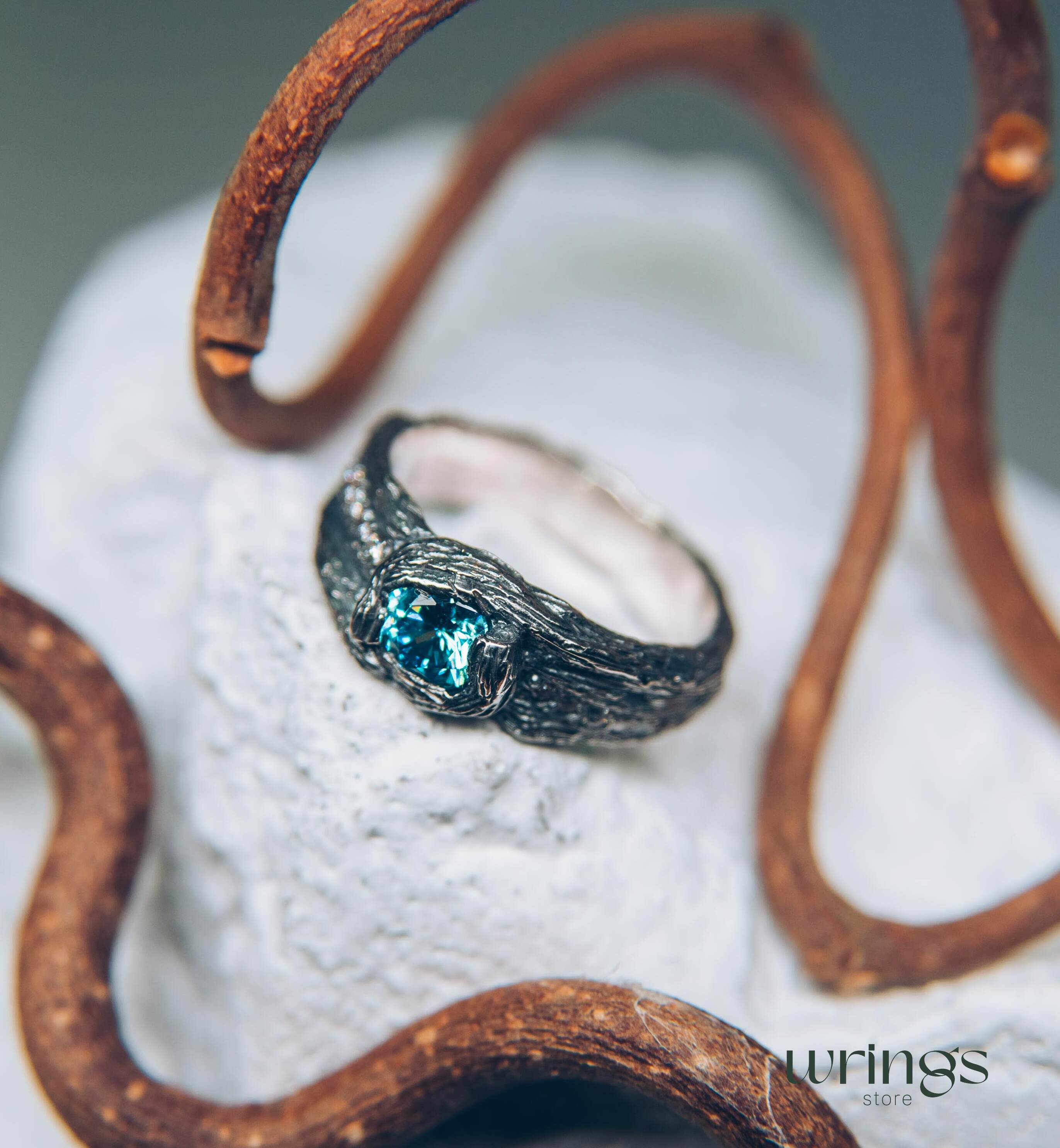 Bezel Topaz Statement Silver Ring with Cubic Zirconia