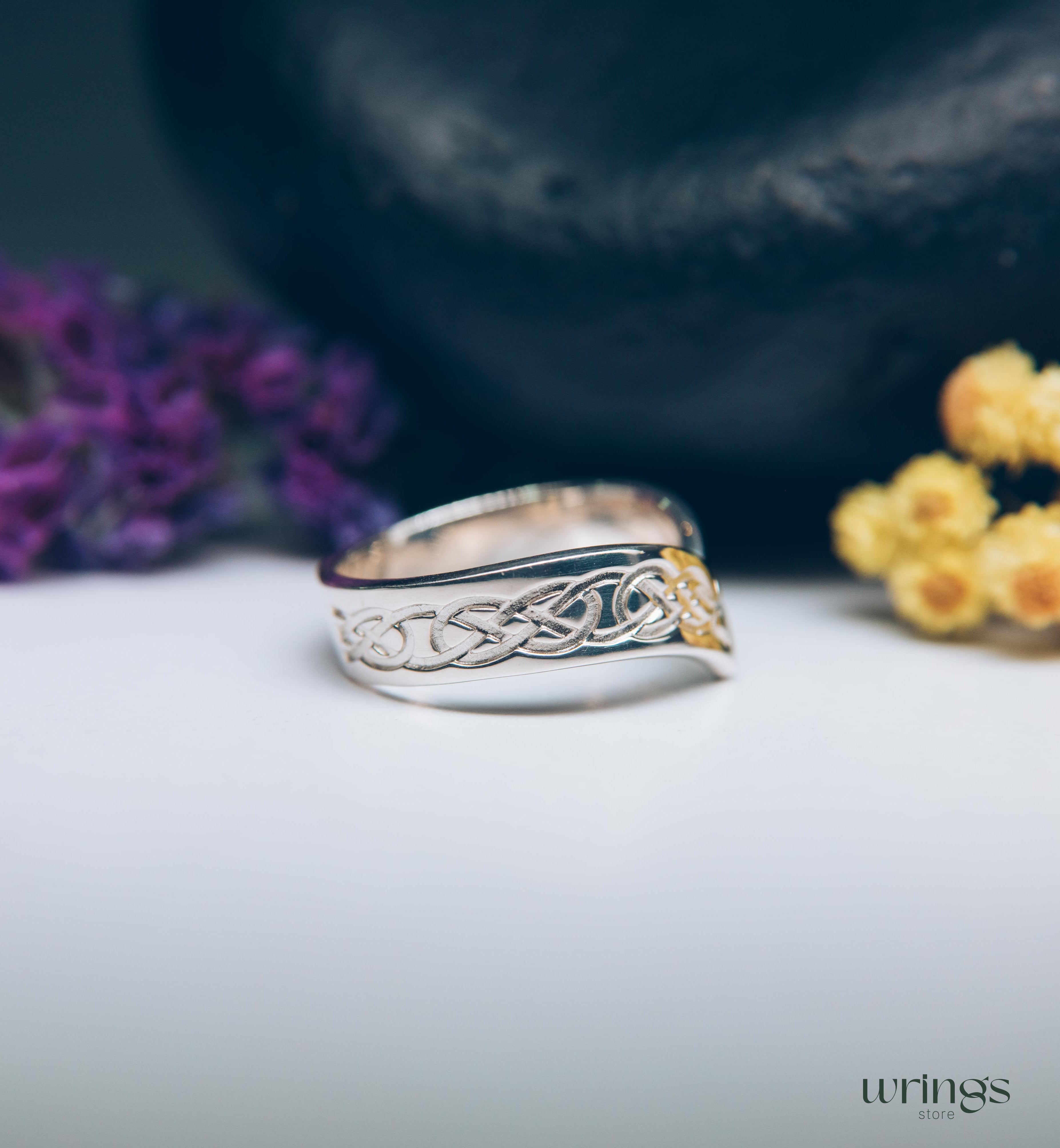 Chevron Irish knot Wedding Ring in durable Sterling Silver