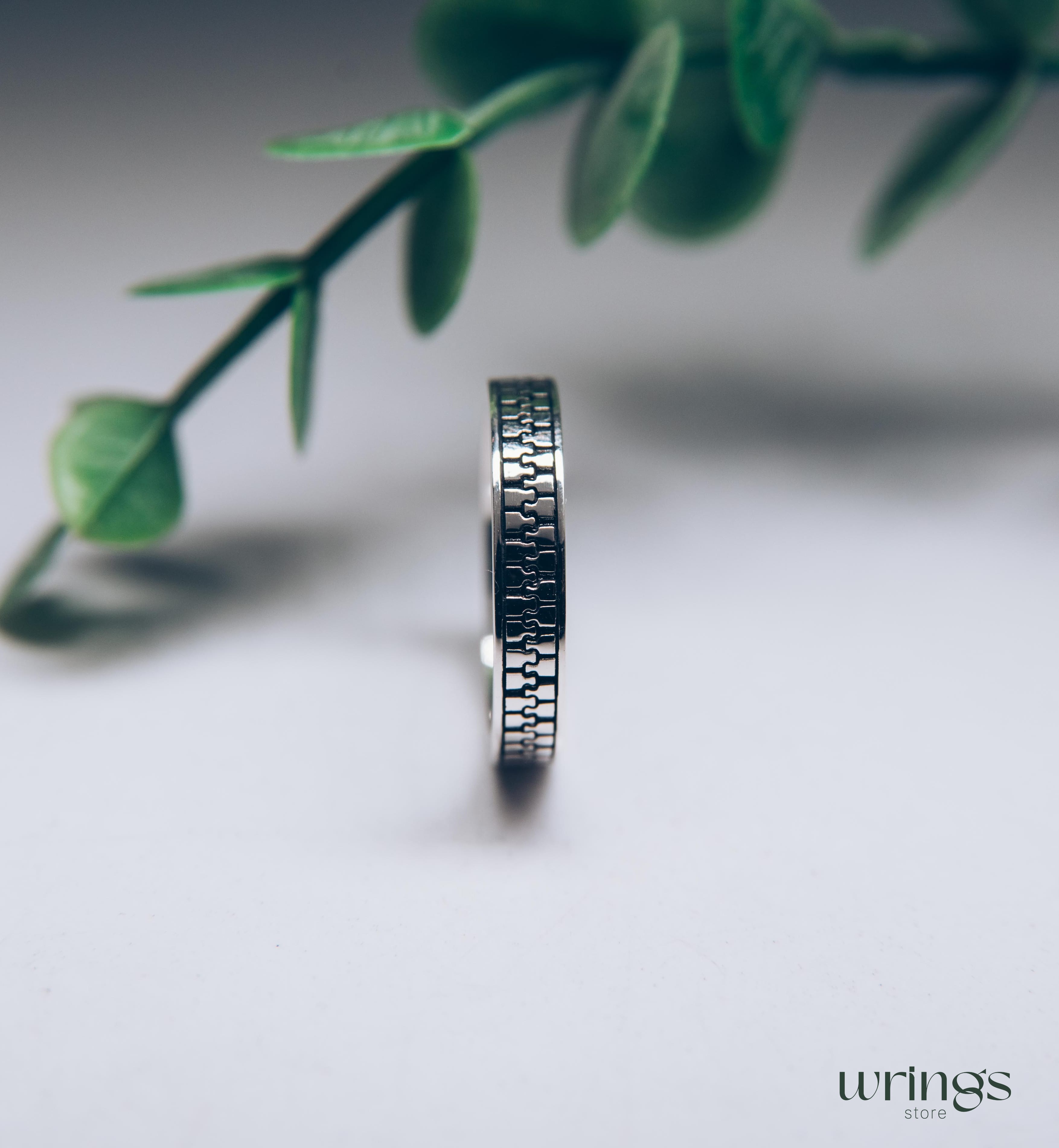 Y2K Engraved Zipper Pattern Silver Band Ring Unisex