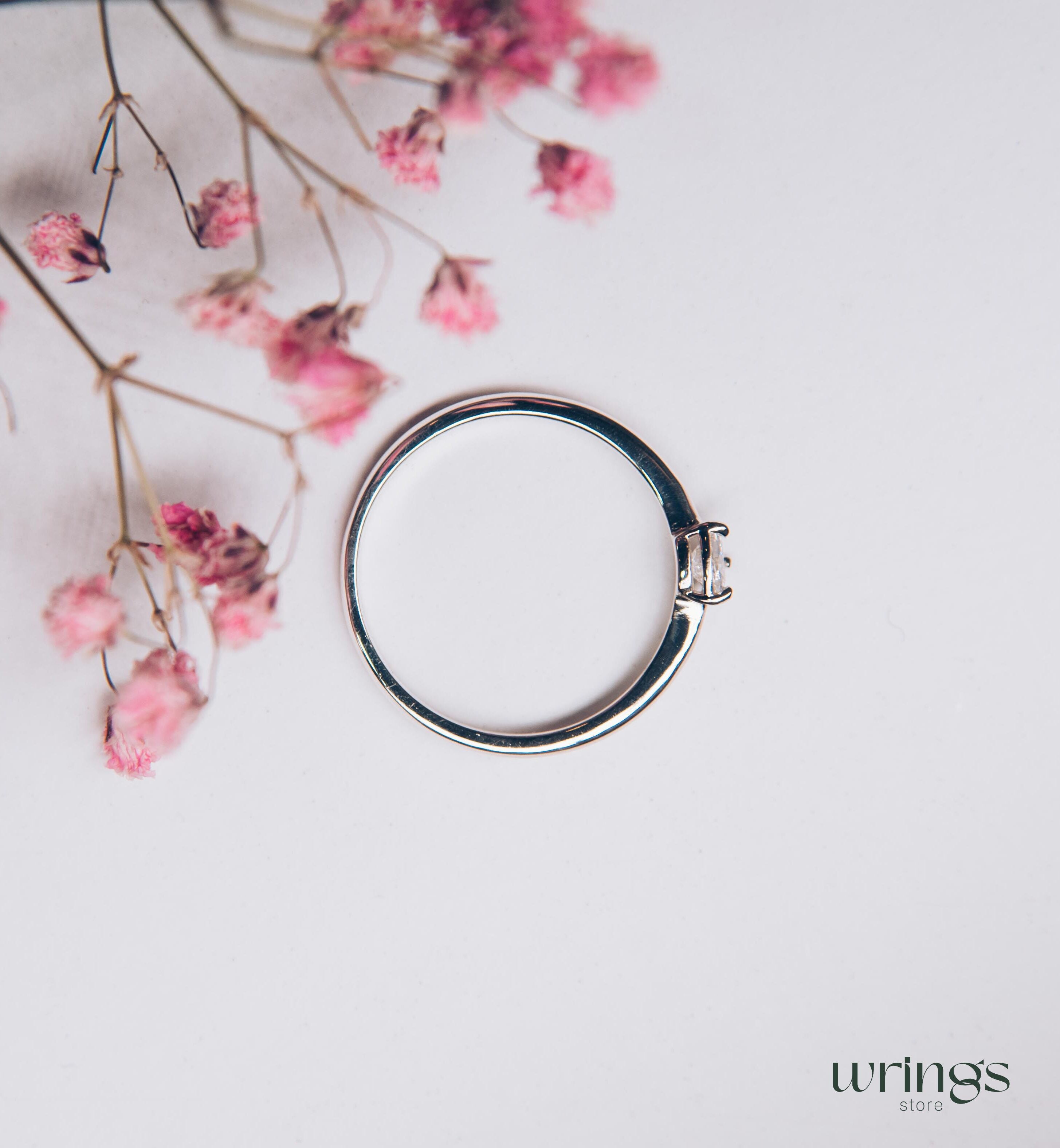 Small Trillion Stone Classic Solitaire Engagement Ring 925