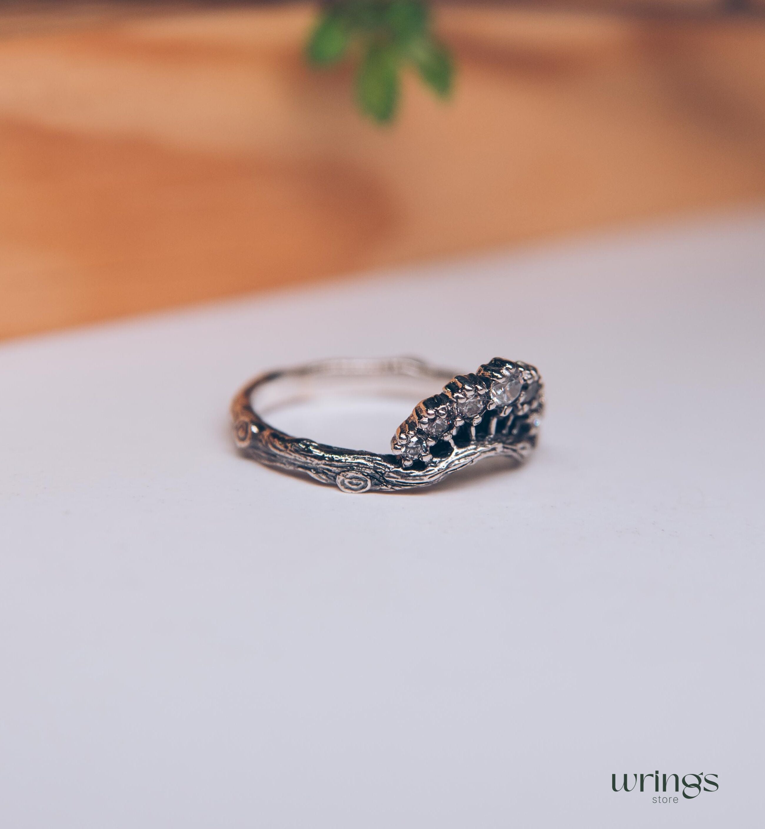 Forest Princess Tiara Ring with CZ Stones in Sterling Silver