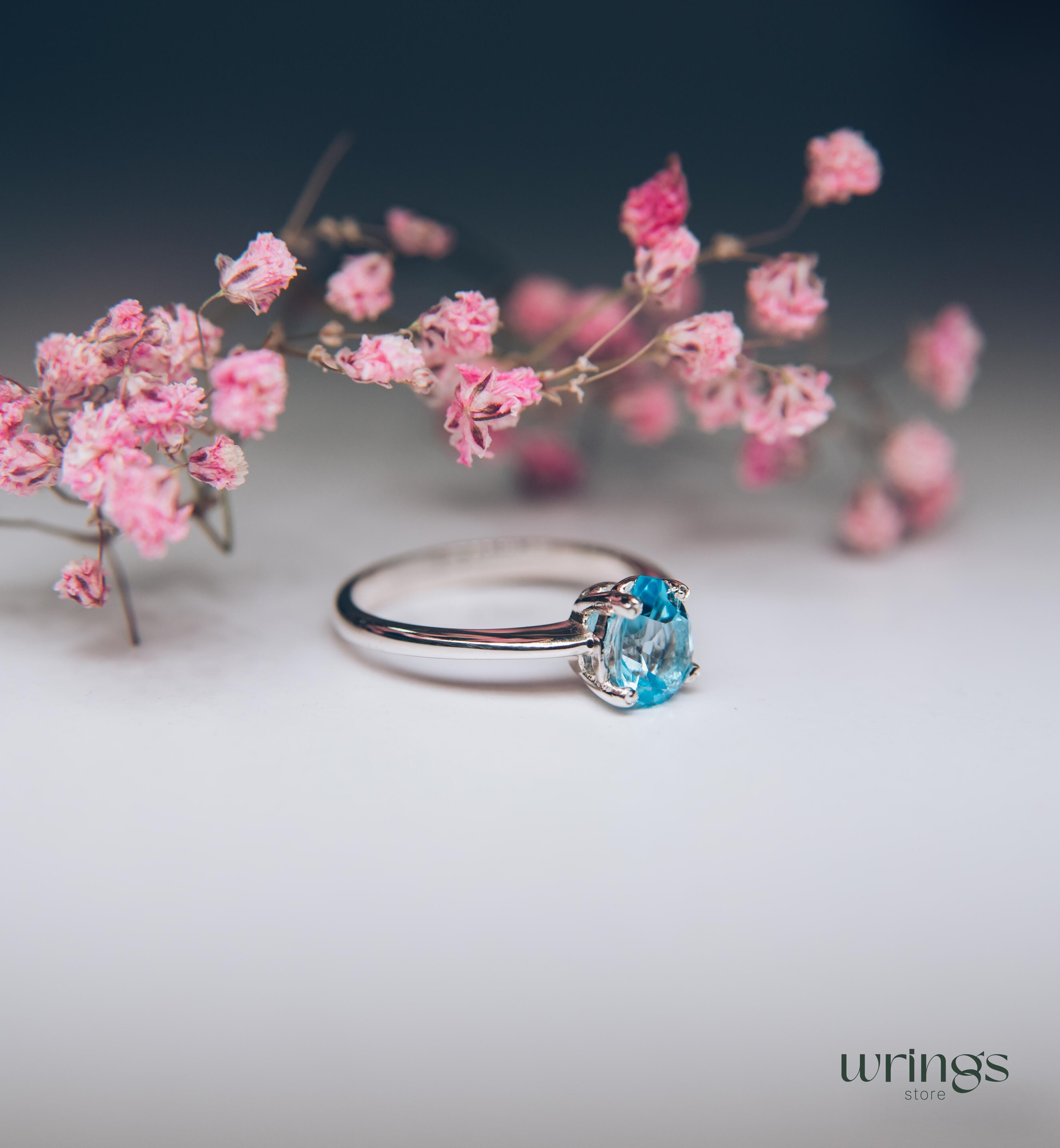 Large Natural Pear Swiss Topaz Solitaire Ring Silver