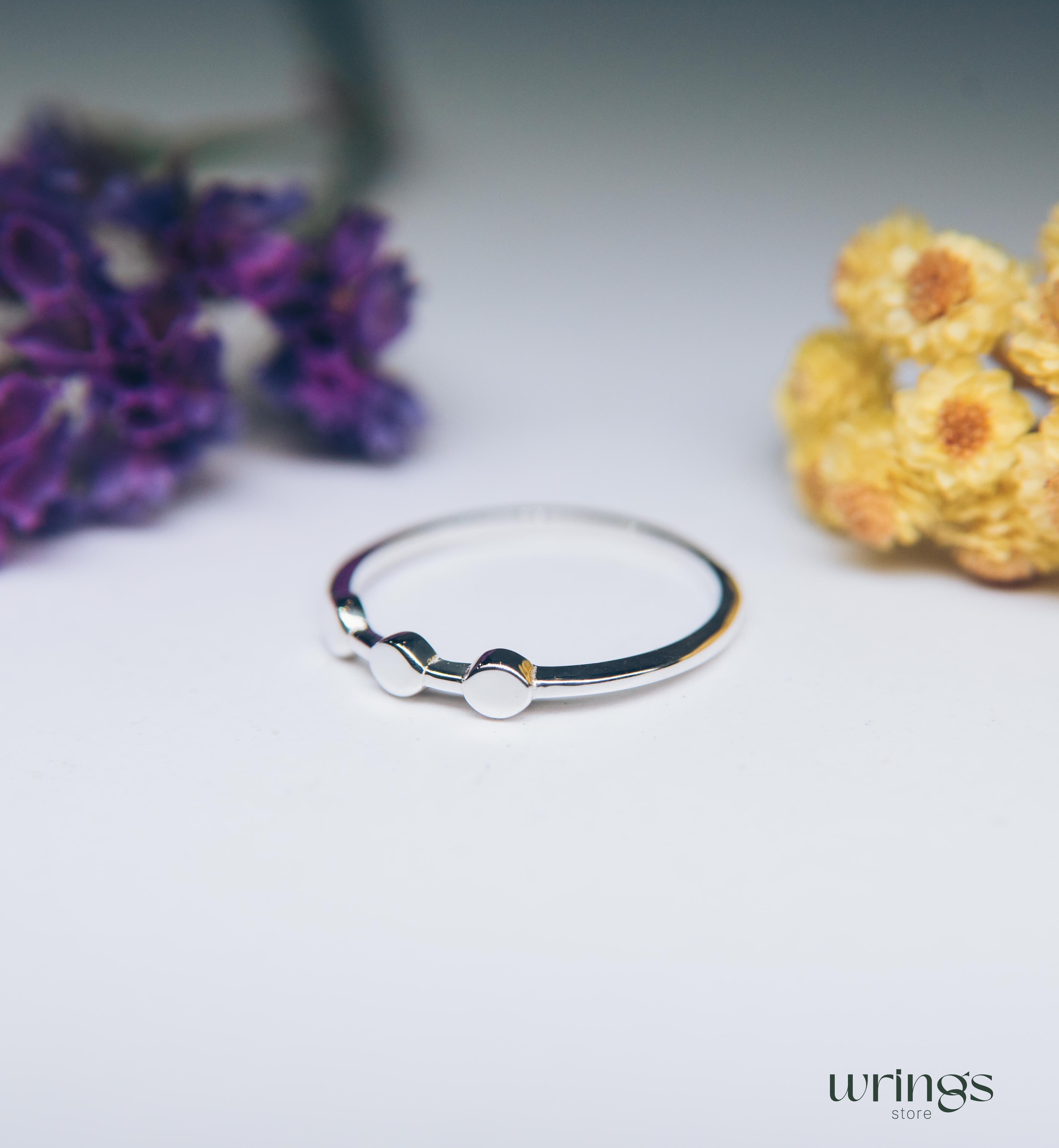 Pretty Three Dots Minimalist Silver Ring for Women
