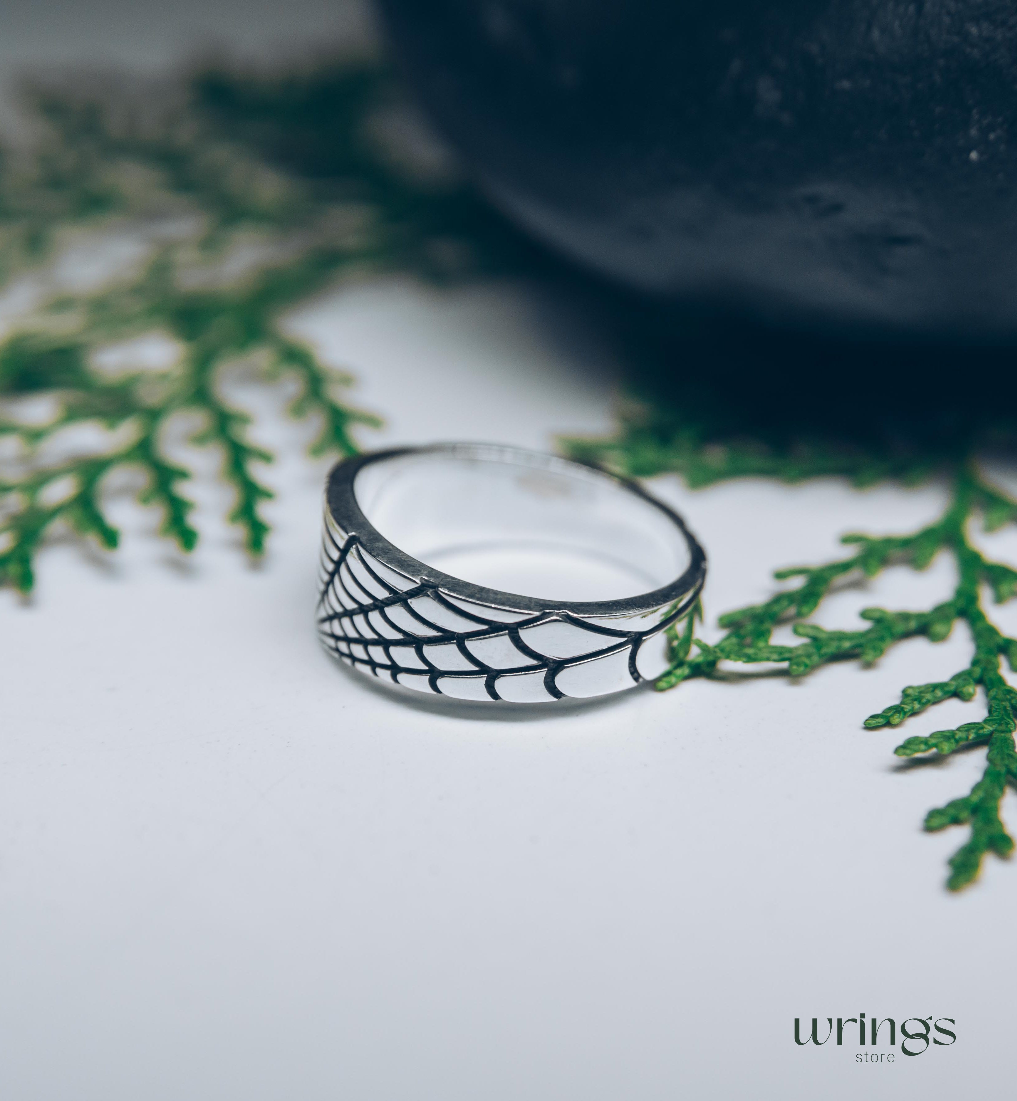 Chunky Spider Web Wedding Band for Men