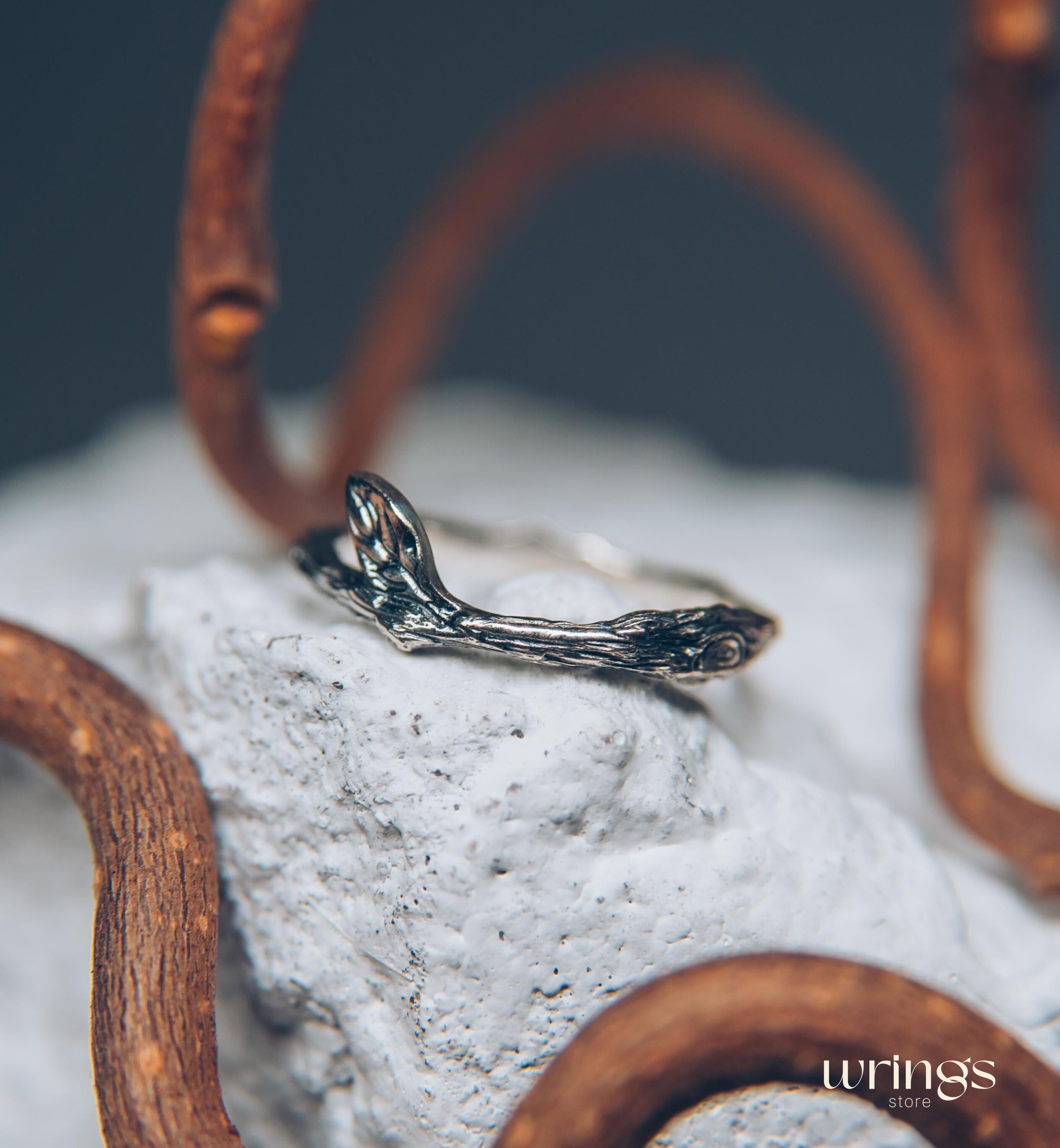 Dainty & Tiny Branch and Leaf Ring Sterling Silver