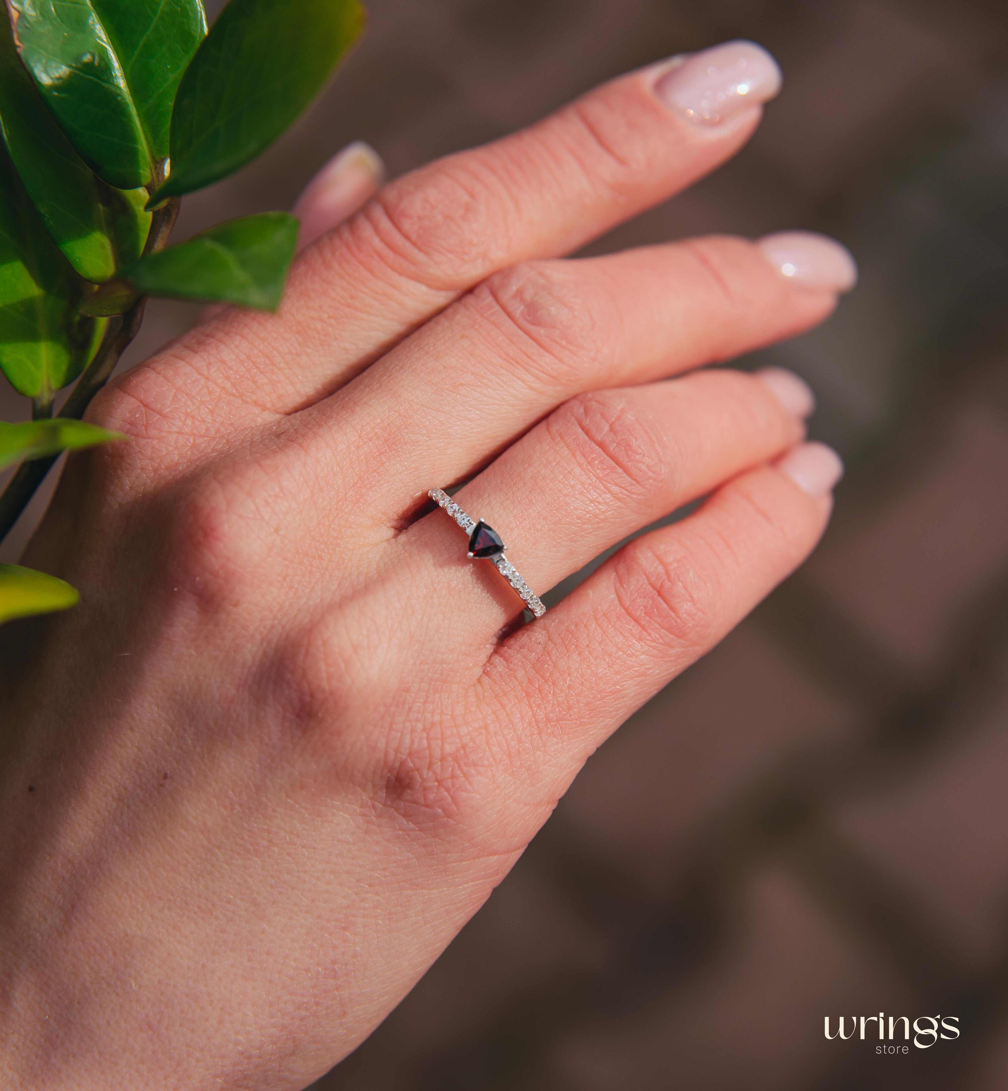 Garnet January Birthstone Engagement ring with Accents