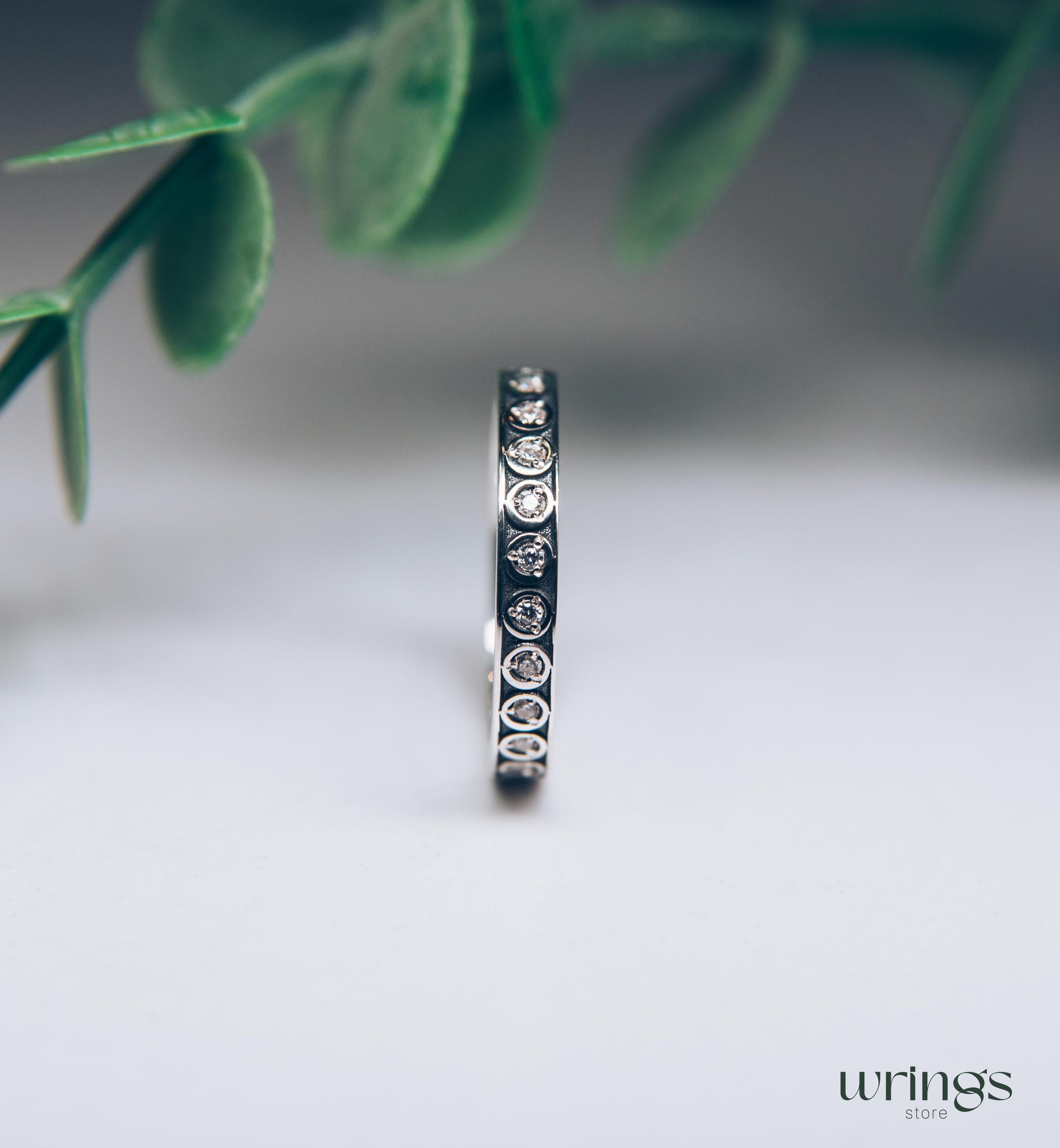 Diamond Band Eternity Set Silver Minimalist Dots Design