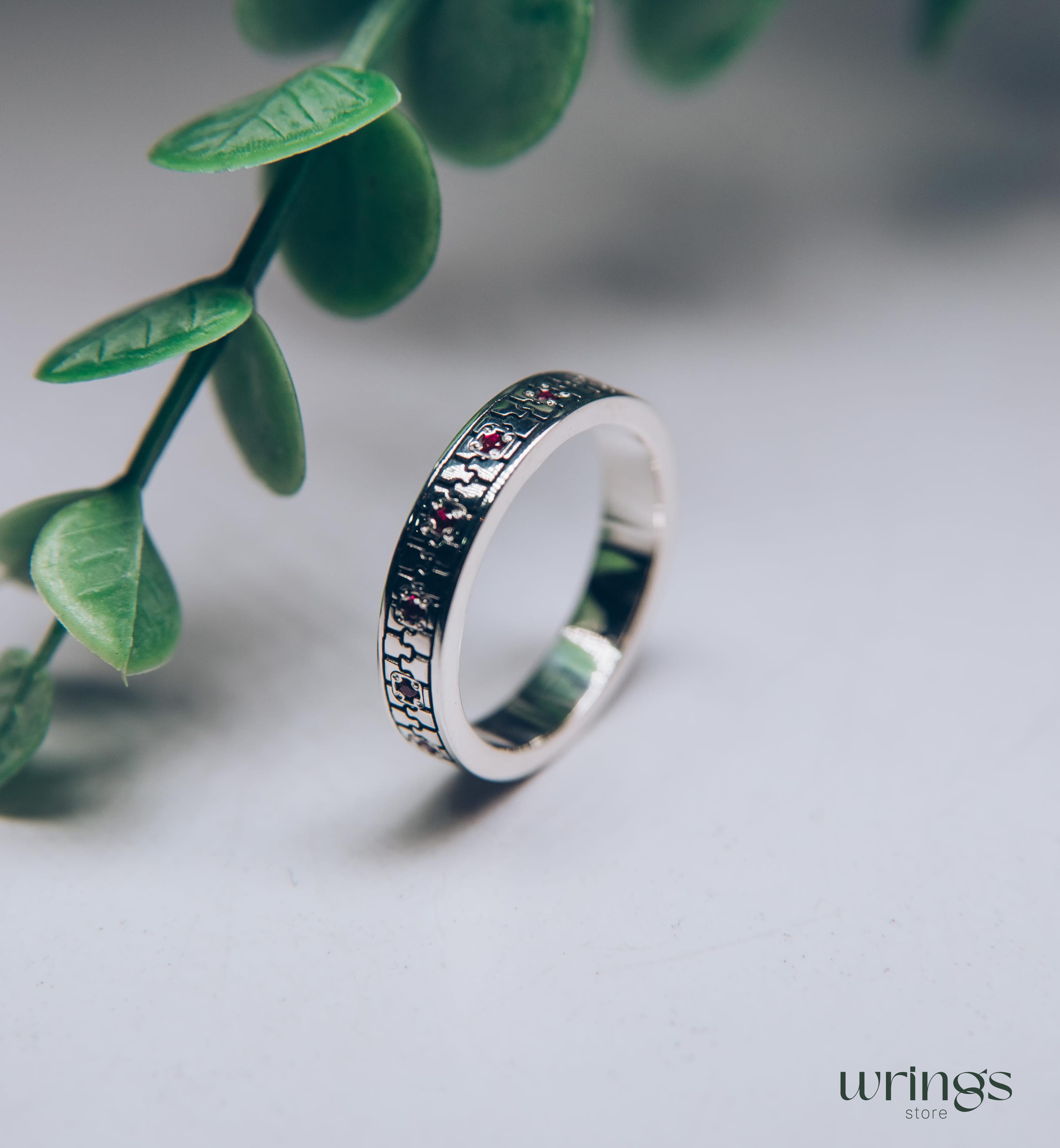 Multi Stone Silver Ring for Women Zipper Design Y2K