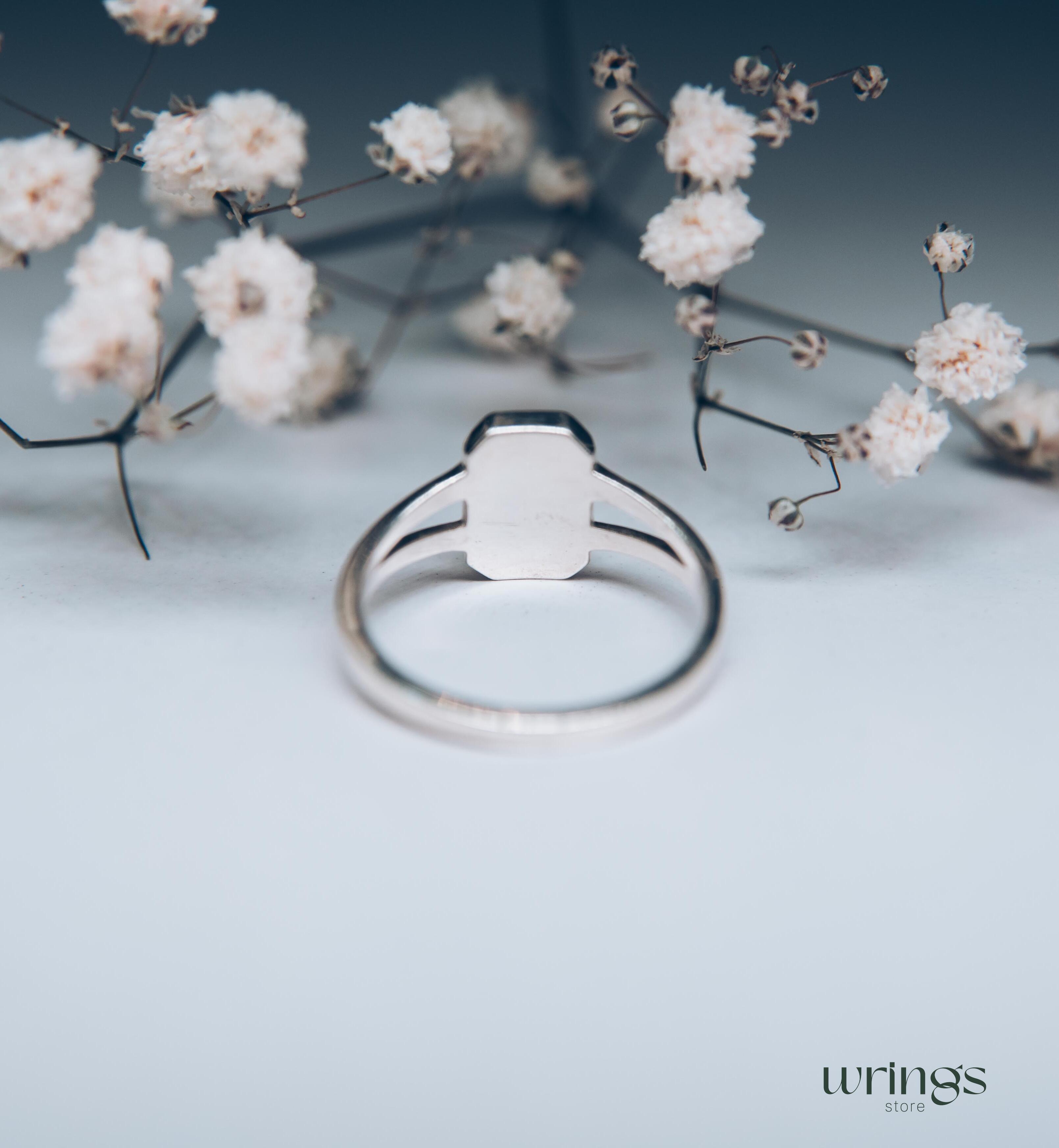 Minimalist Butterfly Signet Ring Sterling Silver