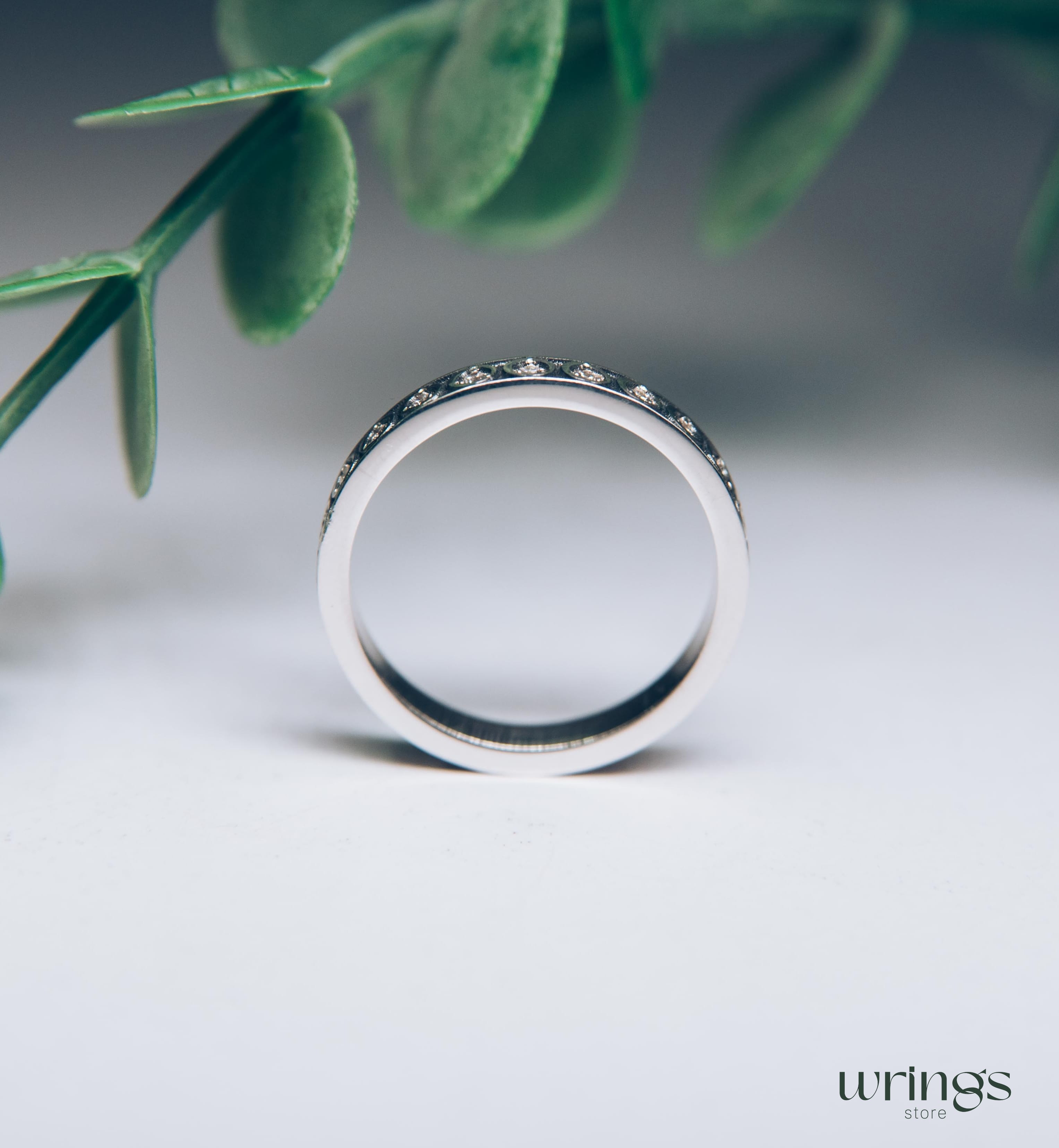 Diamond Band Eternity Set Silver Minimalist Dots Design