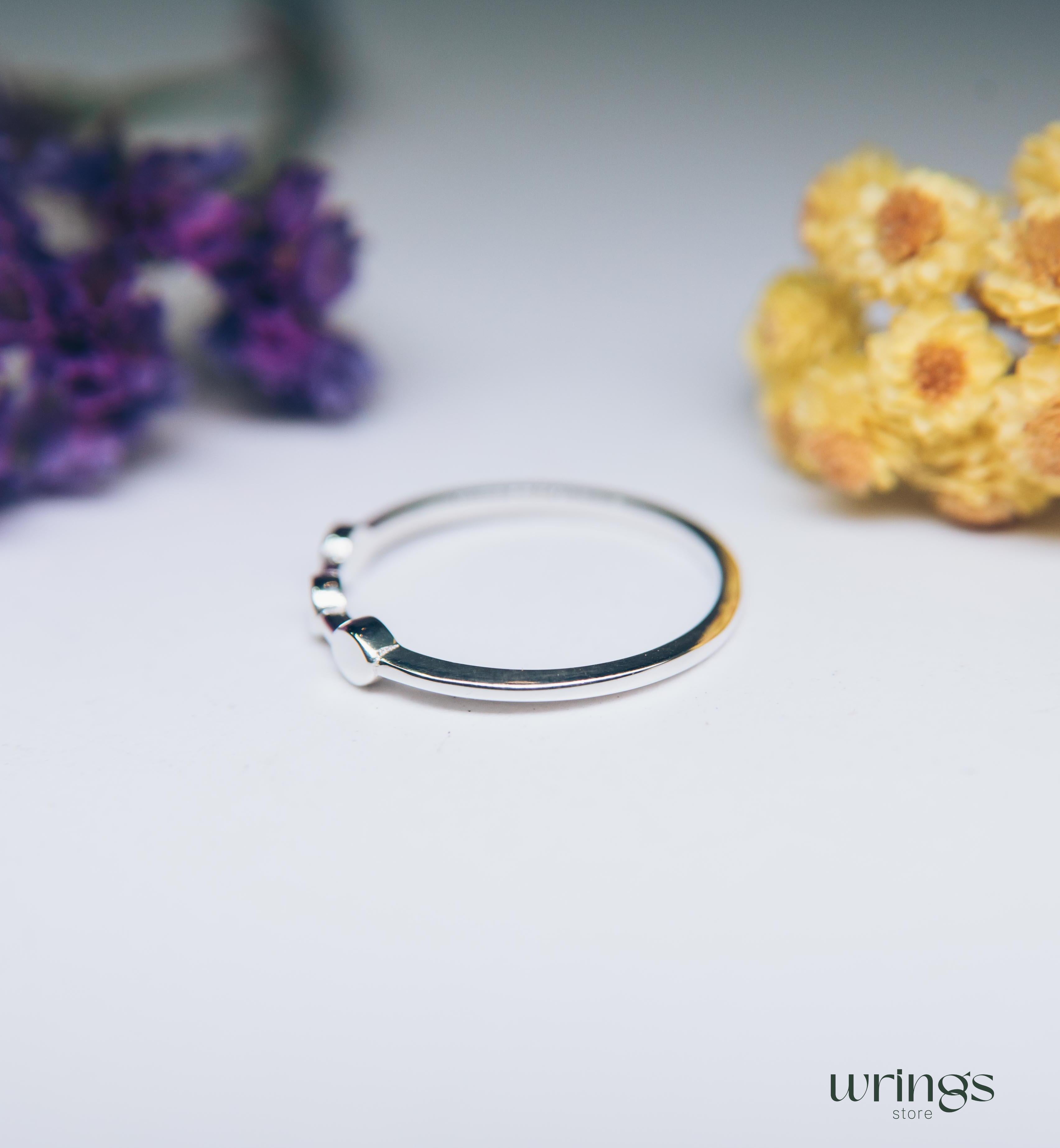 Pretty Three Dots Minimalist Silver Ring for Women