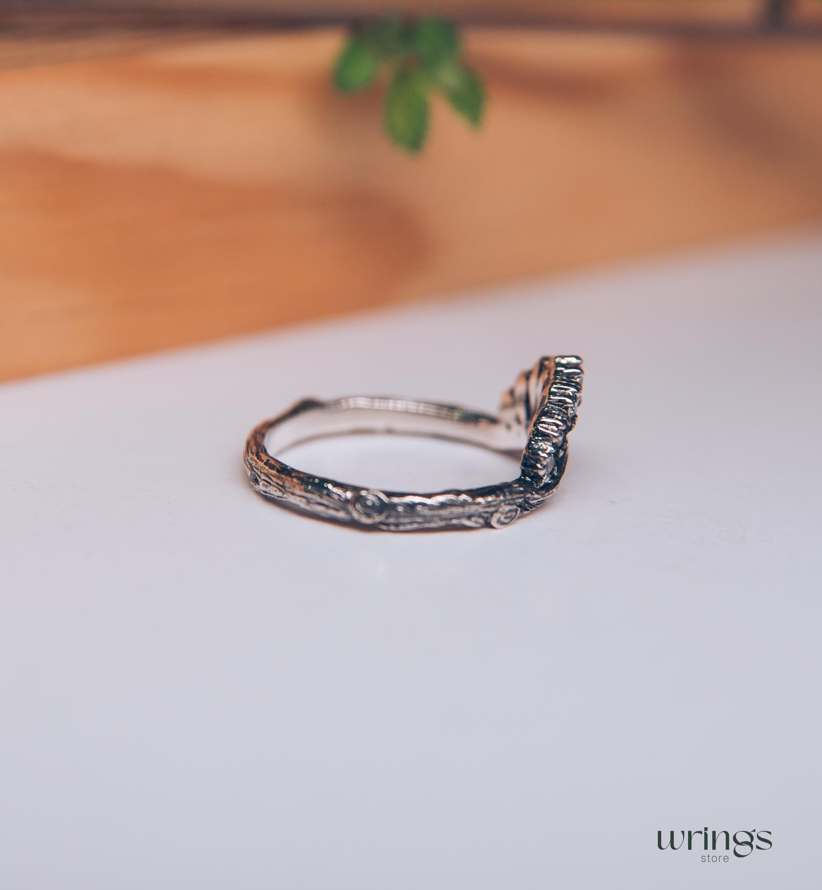 Forest Princess Tiara Ring with CZ Stones in Sterling Silver