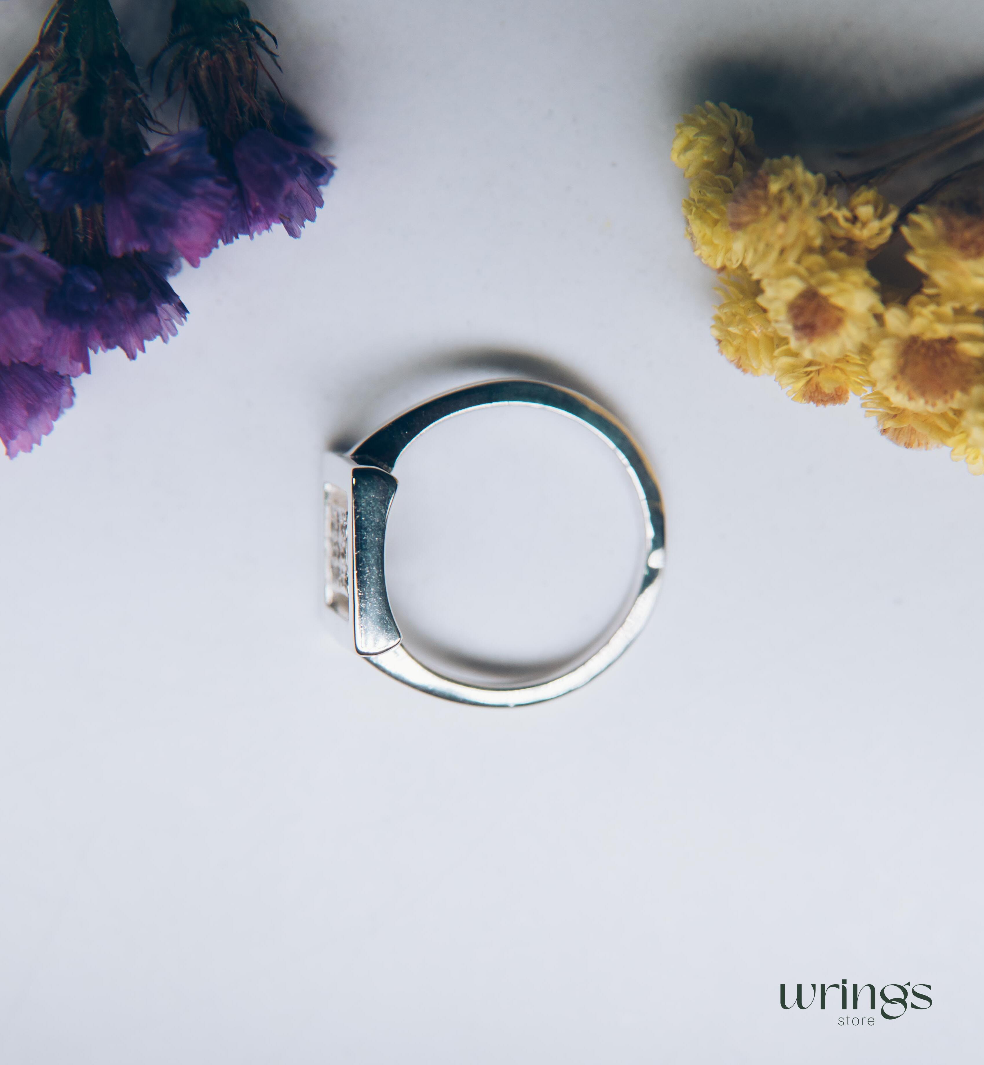 Bold Open Square Statement Ring Cubic Zirconia Stones