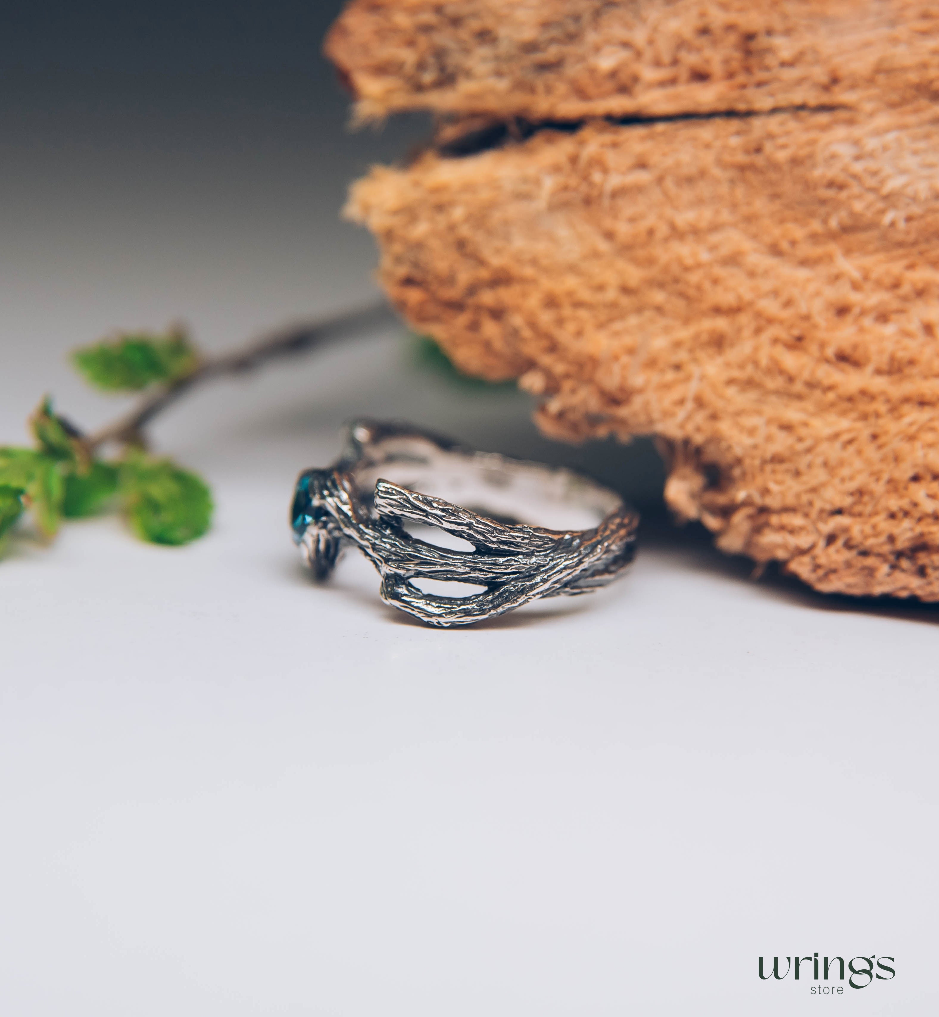 Topaz in Branches Silver Nature Enchanted Ring