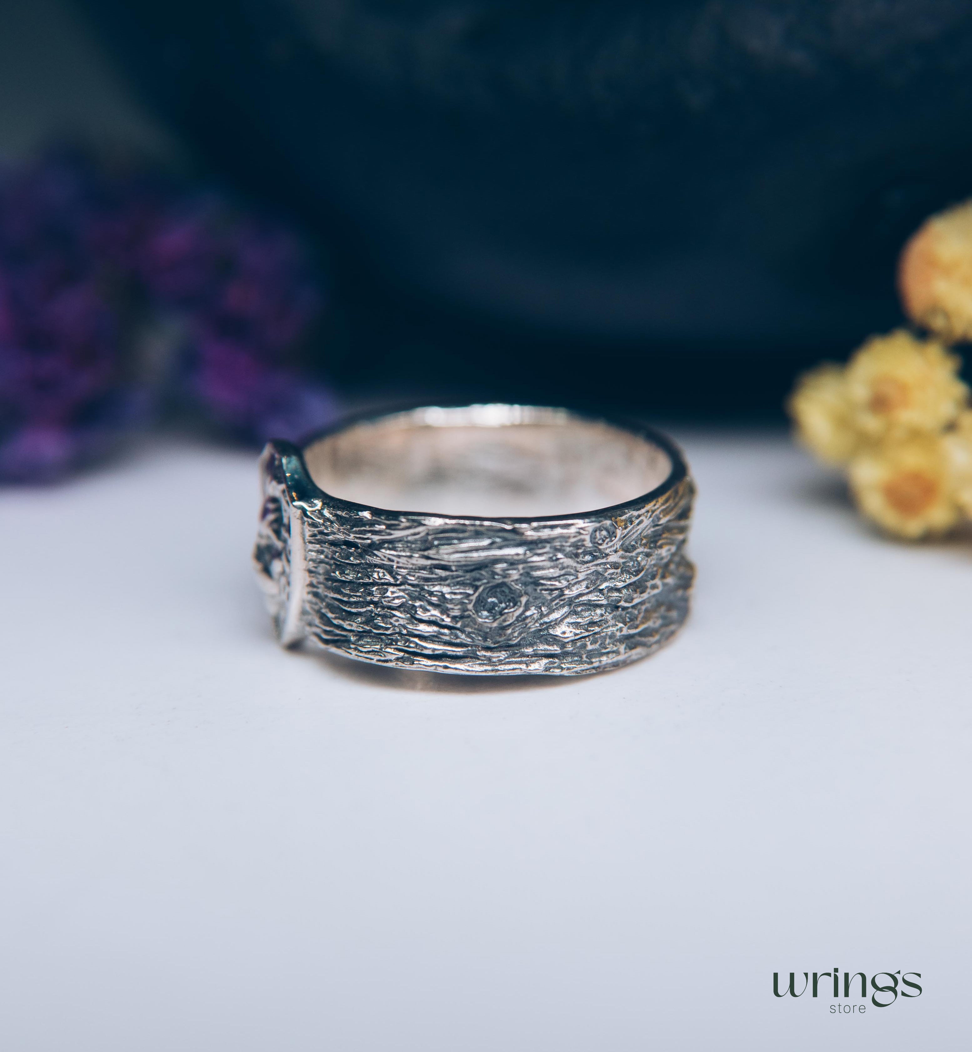 Unique Solid Silver Lion head Ring for Men placed in a Shield