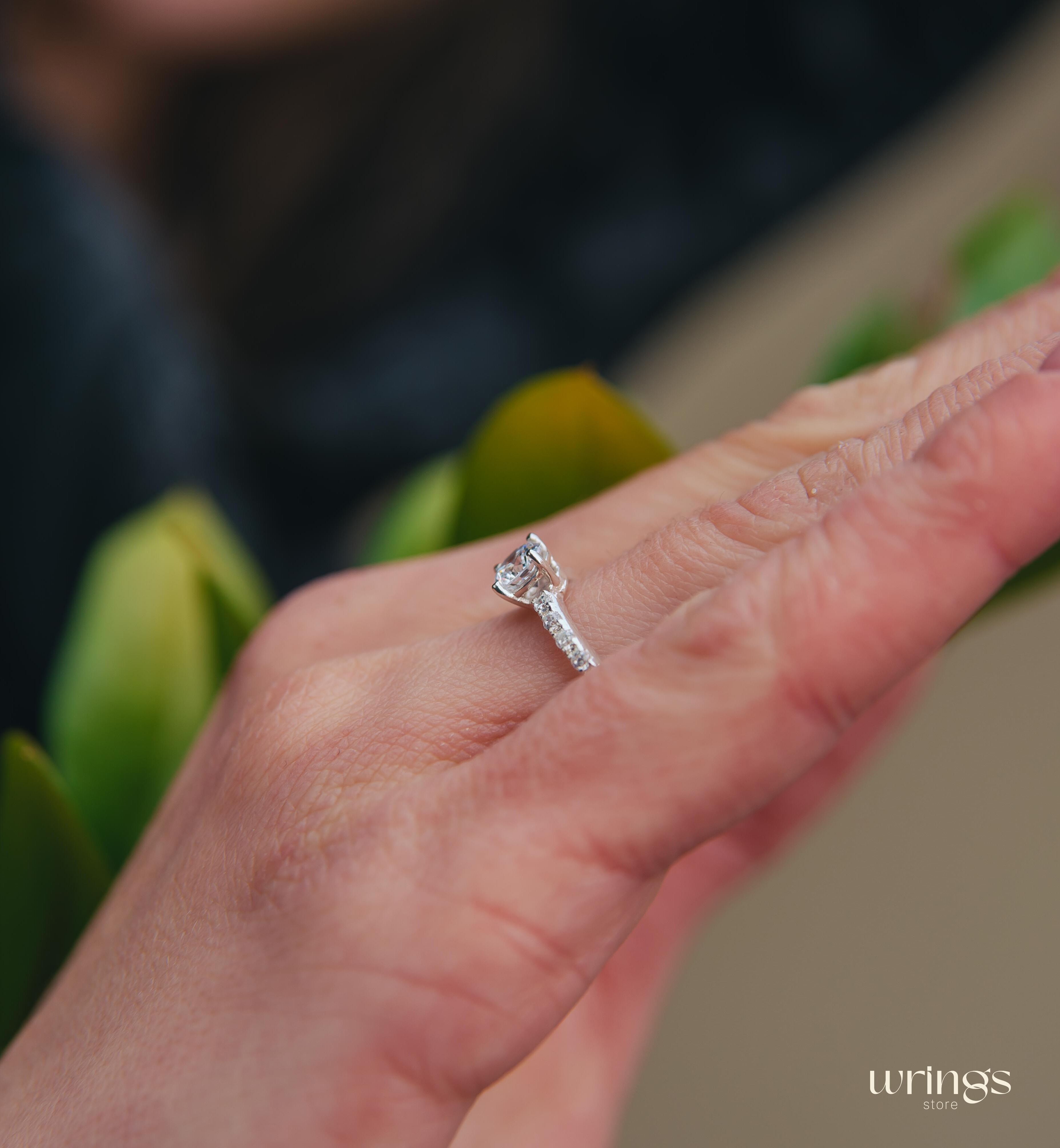 Big Round Cubic Zirconia Engagement ring with Accents