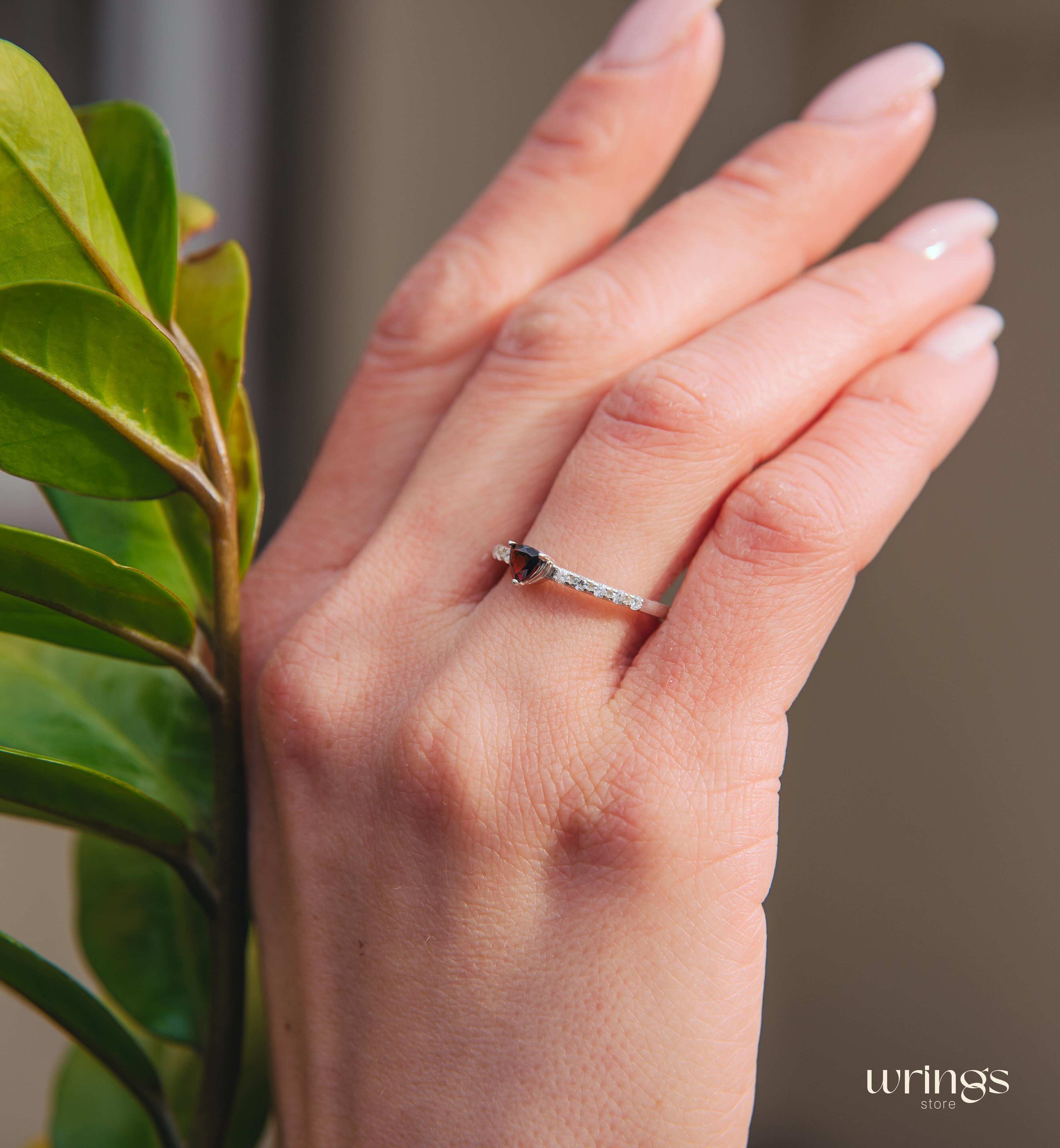 Garnet January Birthstone Engagement ring with Accents