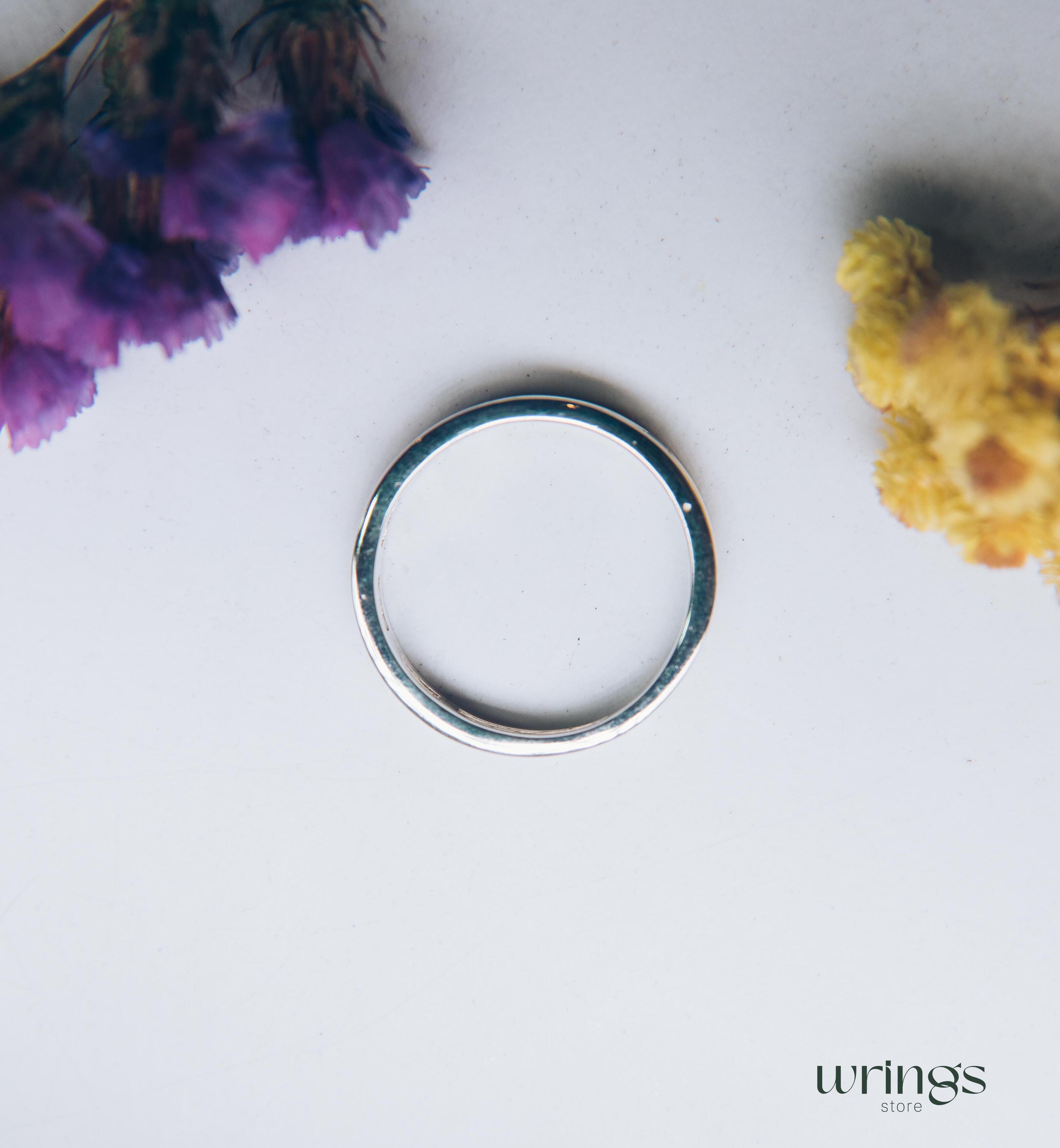 Dot Design Open Wedding Band Silver Minimalist Style