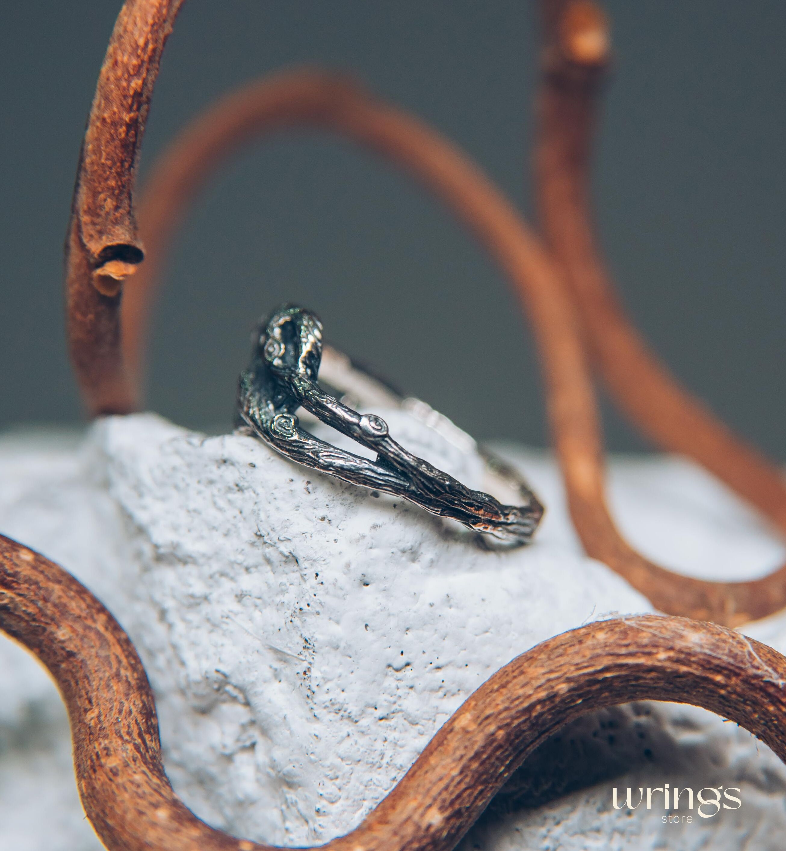 Silver Braided Branch of Heart Promise Ring