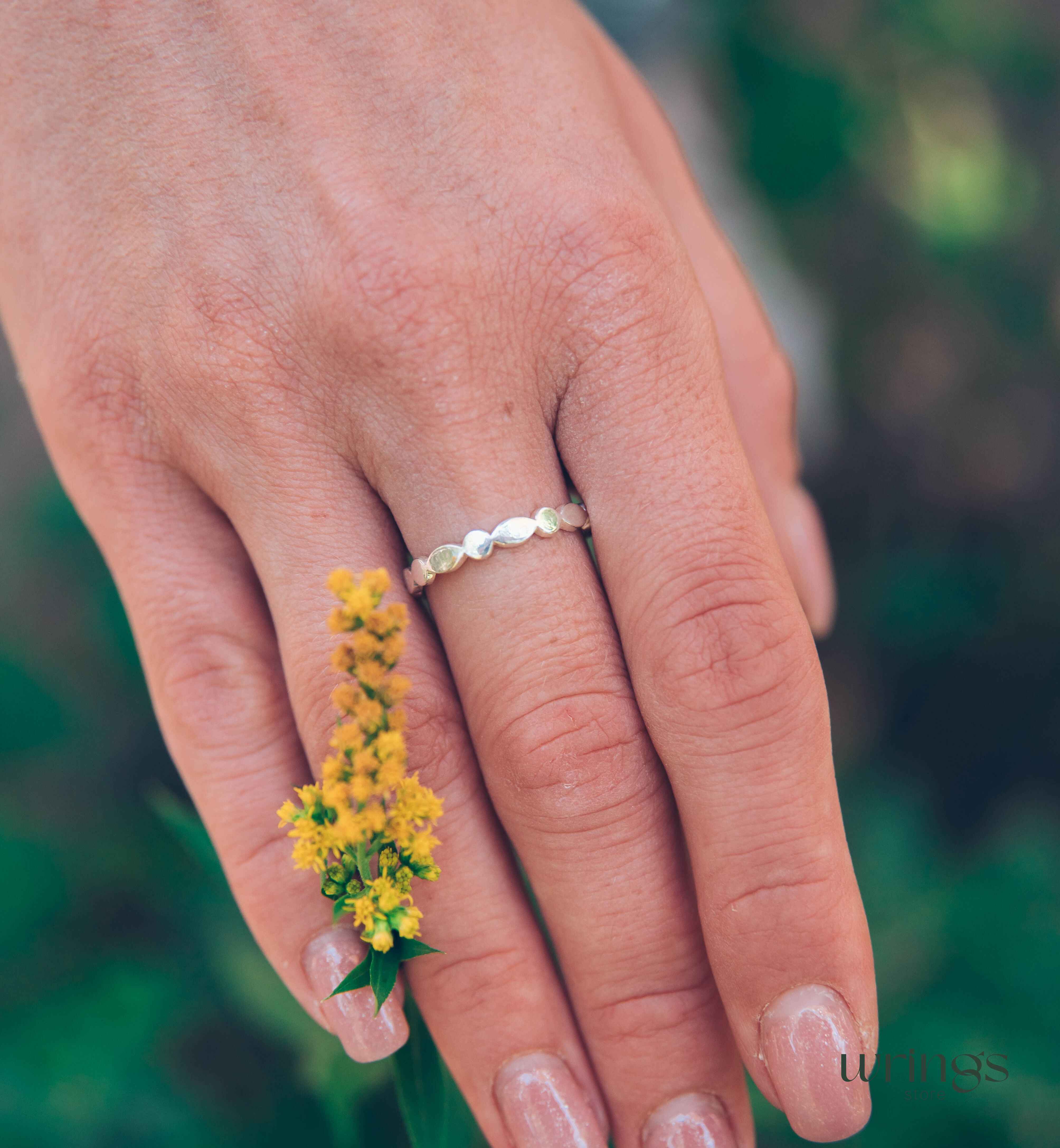 Ovals & Circles Stackable Promise Ring Silver