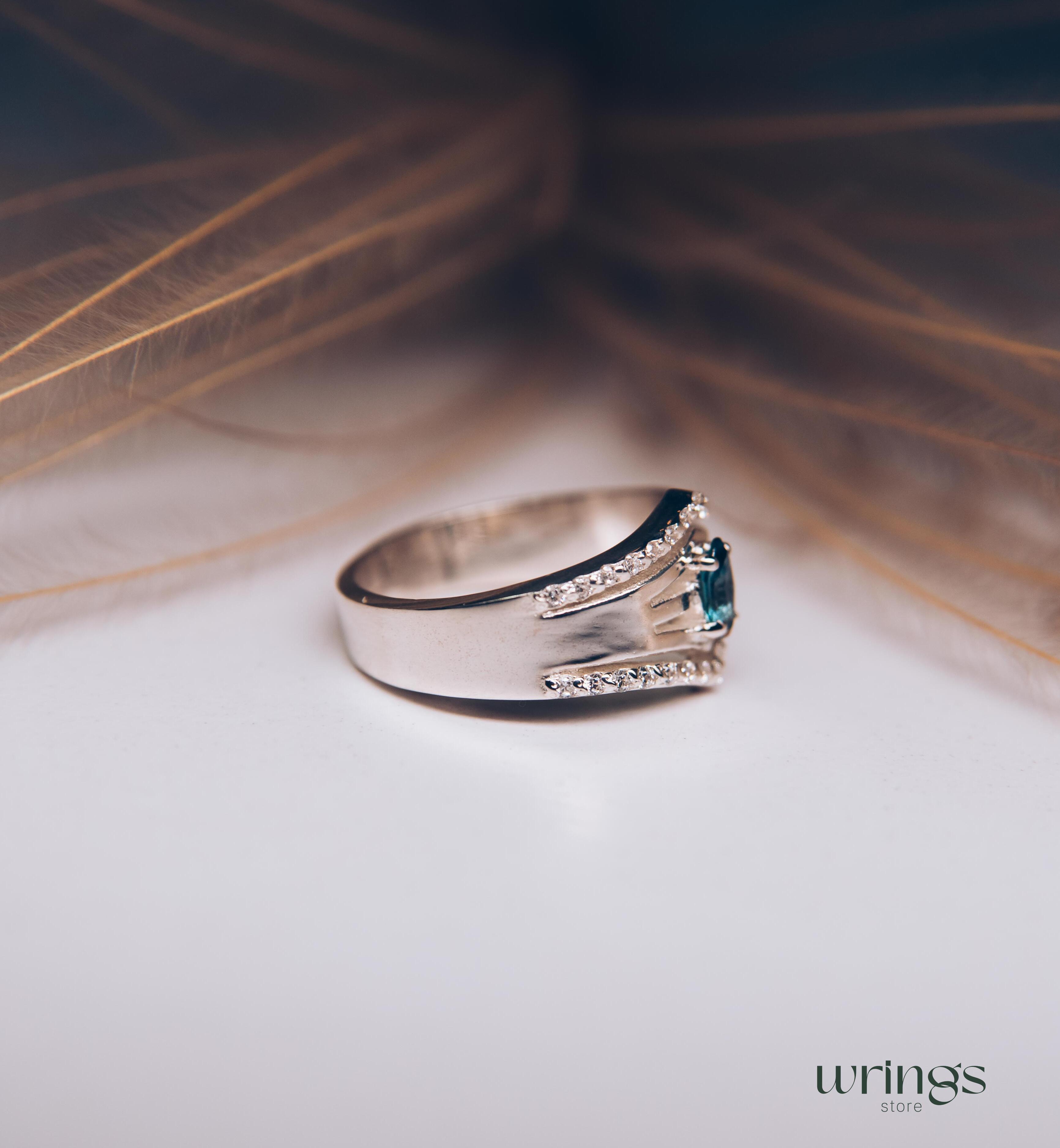 Chevron Band with Marquise LB Topaz and Faux Diamonds