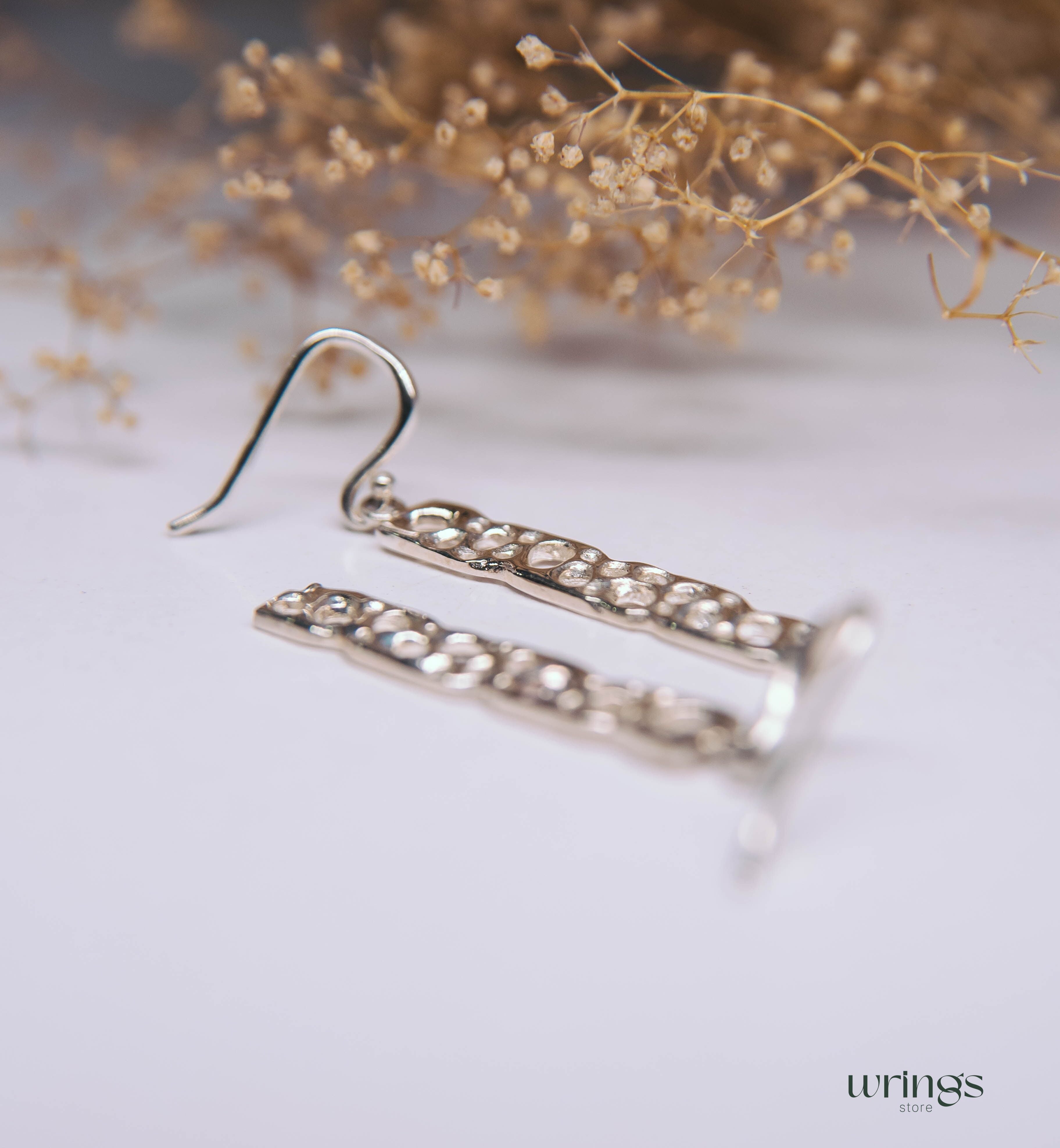 Silver Dangling Drop Earrings Nautical Open Round Holes