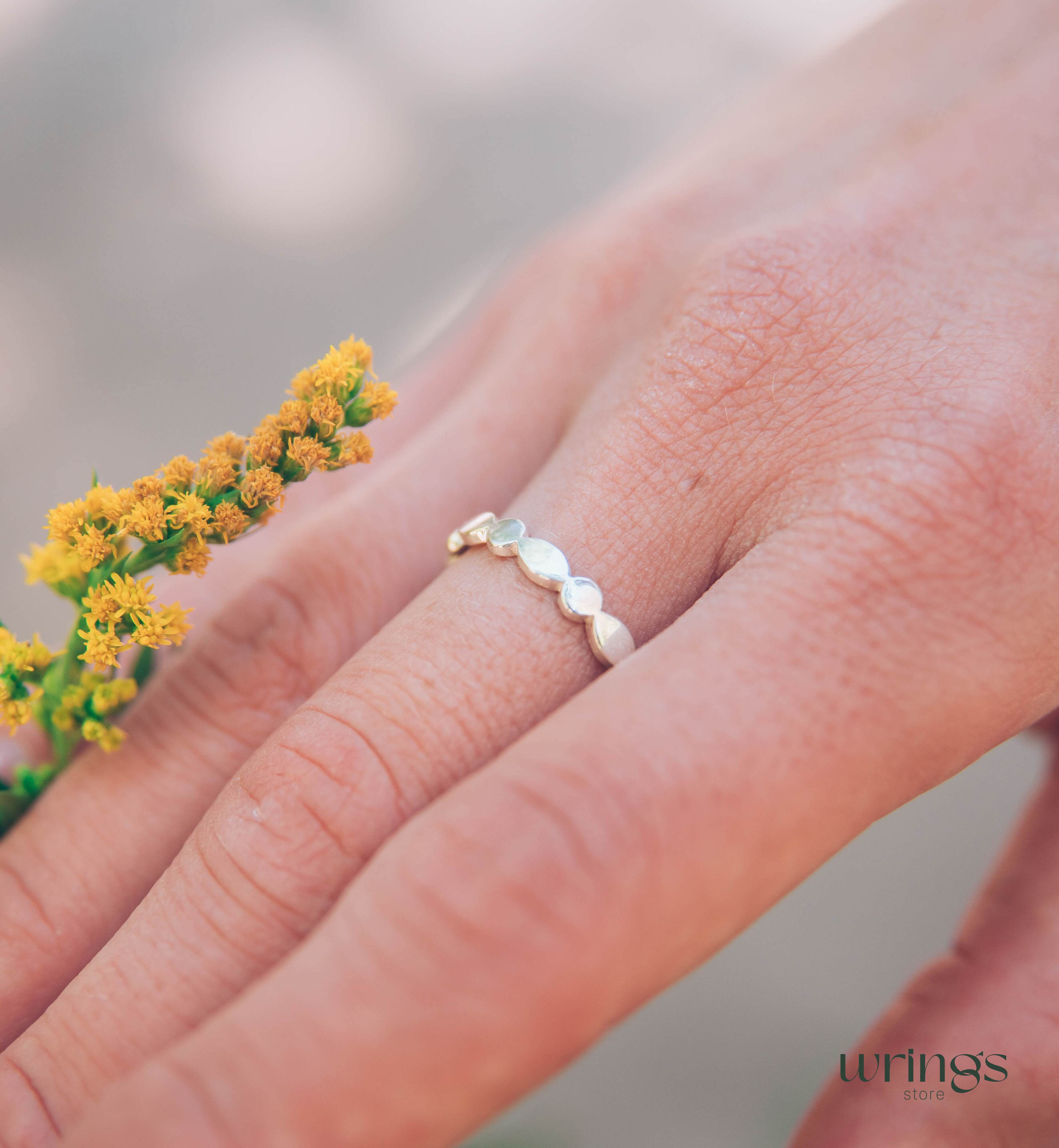 Ovals & Circles Stackable Promise Ring Silver