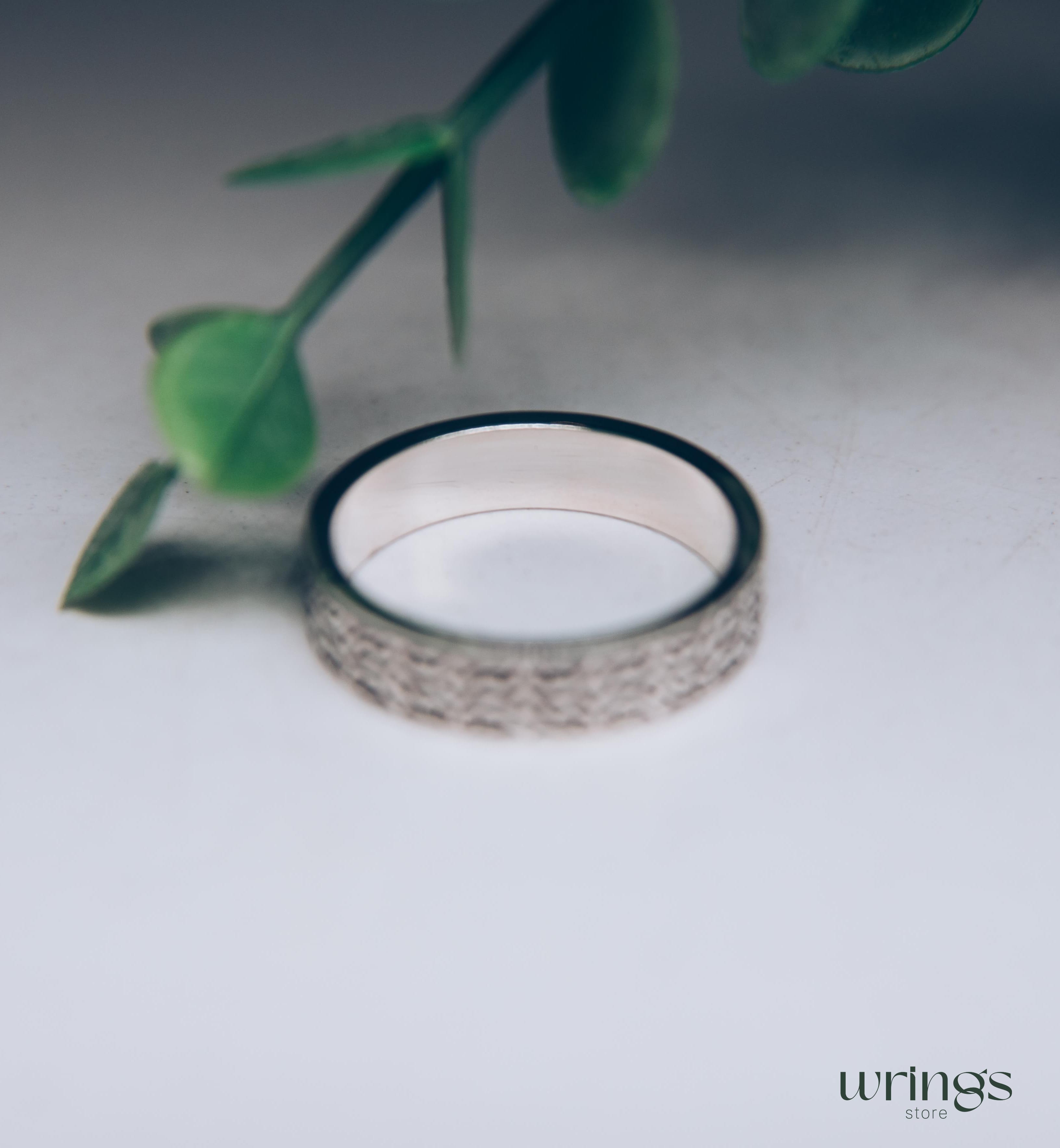 Engraved Viking Design Wedding Band Sterling Silver
