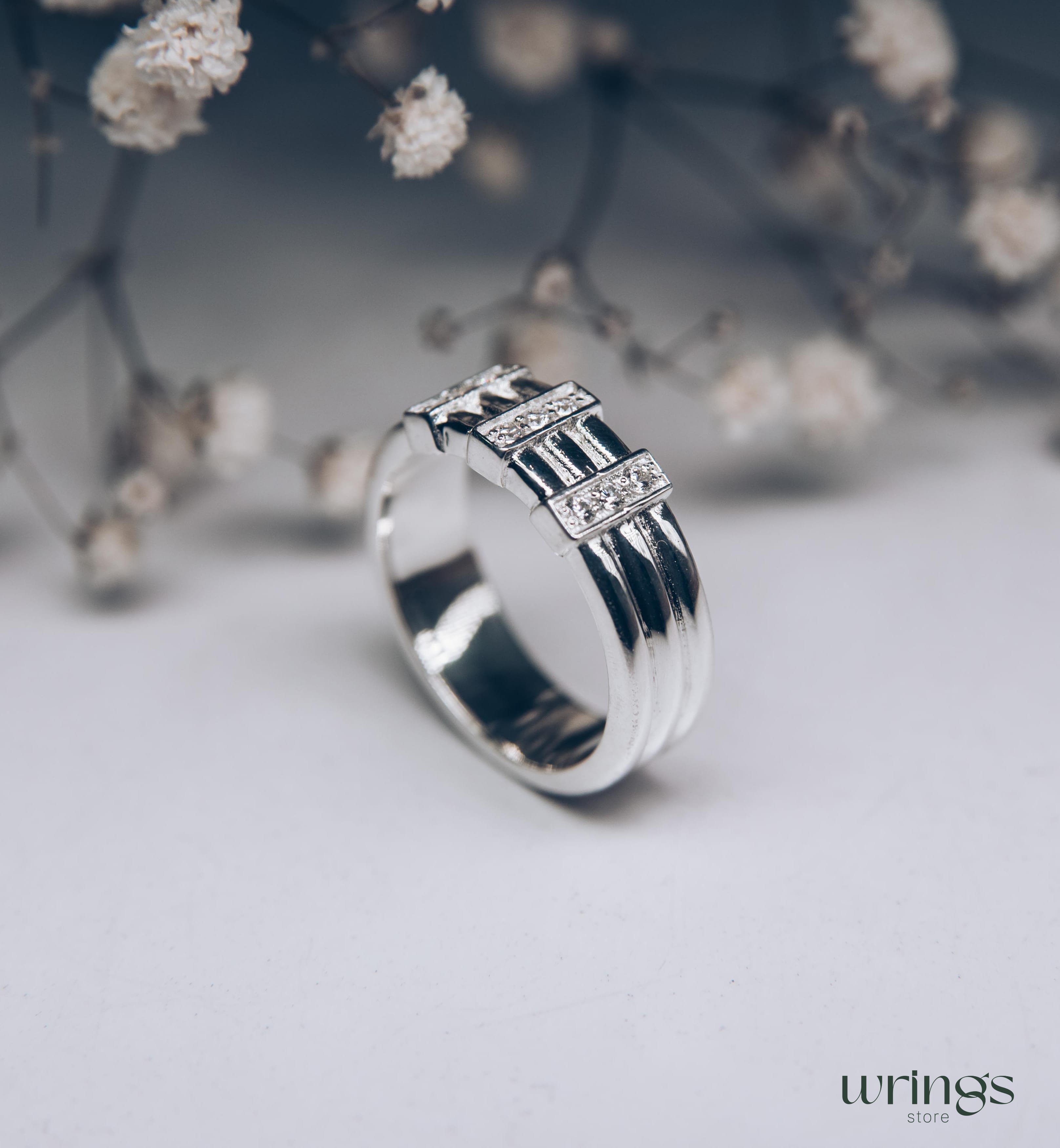 Modern Wedding Band Natural Diamonds Multi Stone