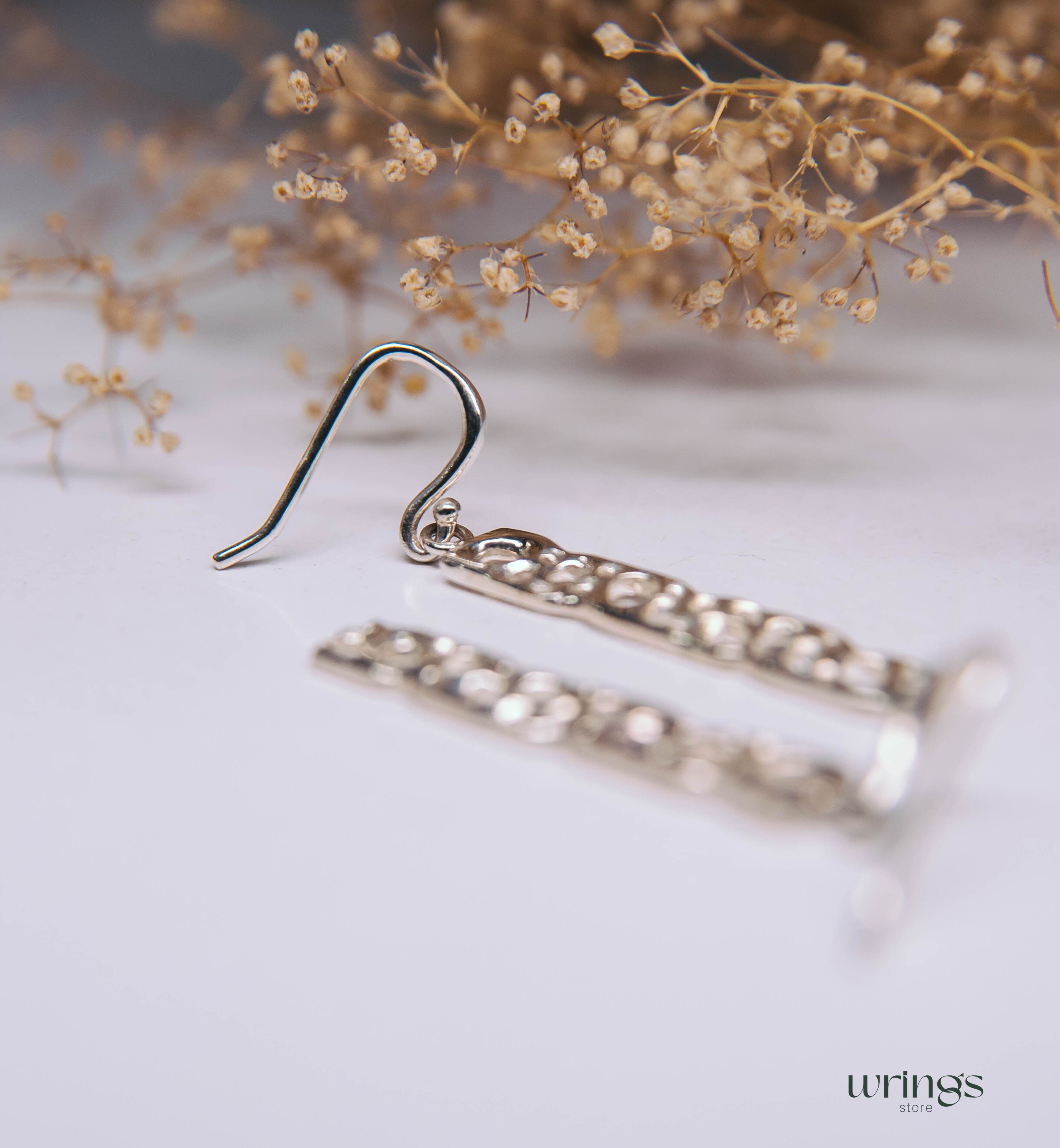 Silver Dangling Drop Earrings Nautical Open Round Holes