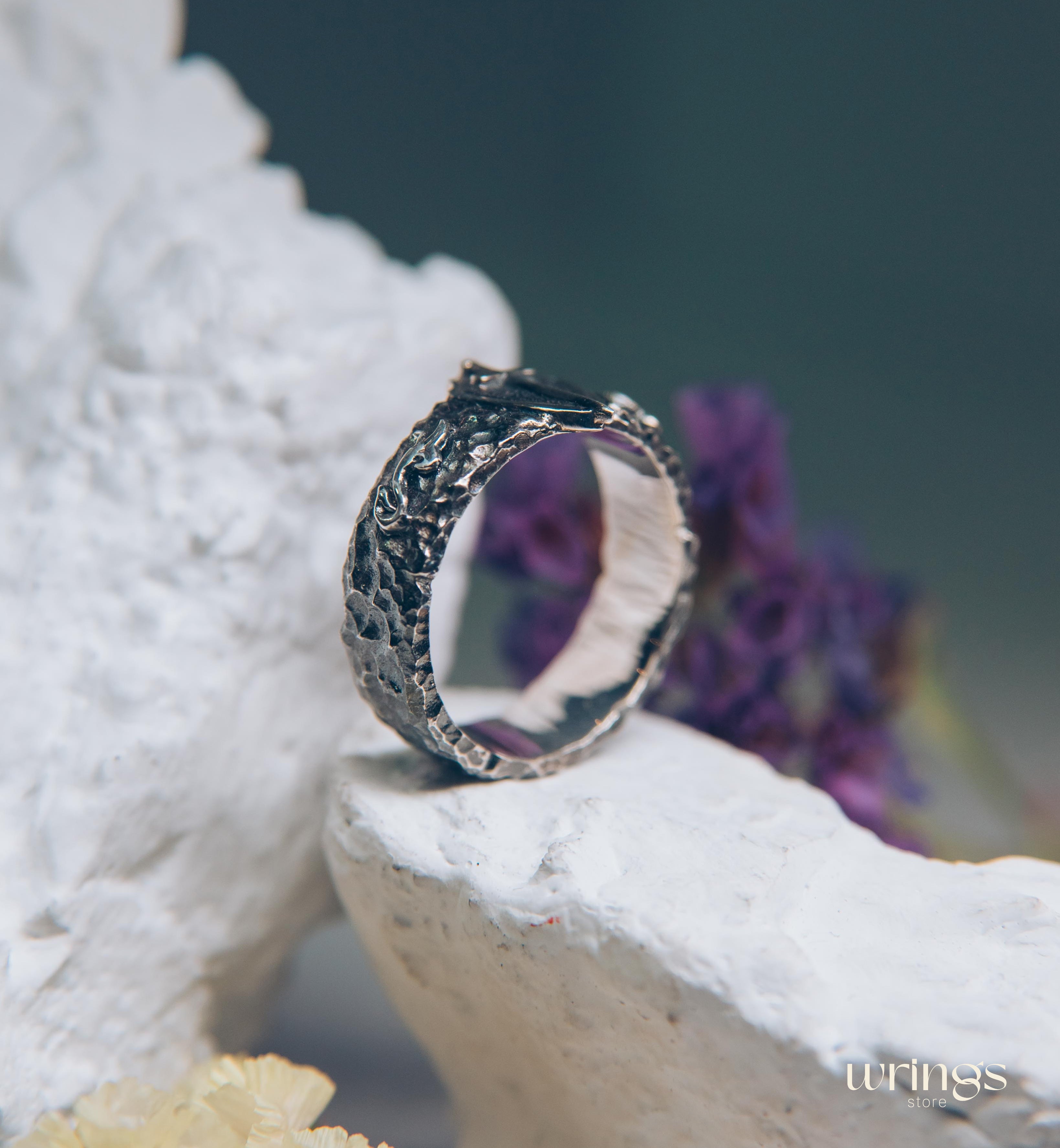 Sword and Shield Unique Men's Silver Band