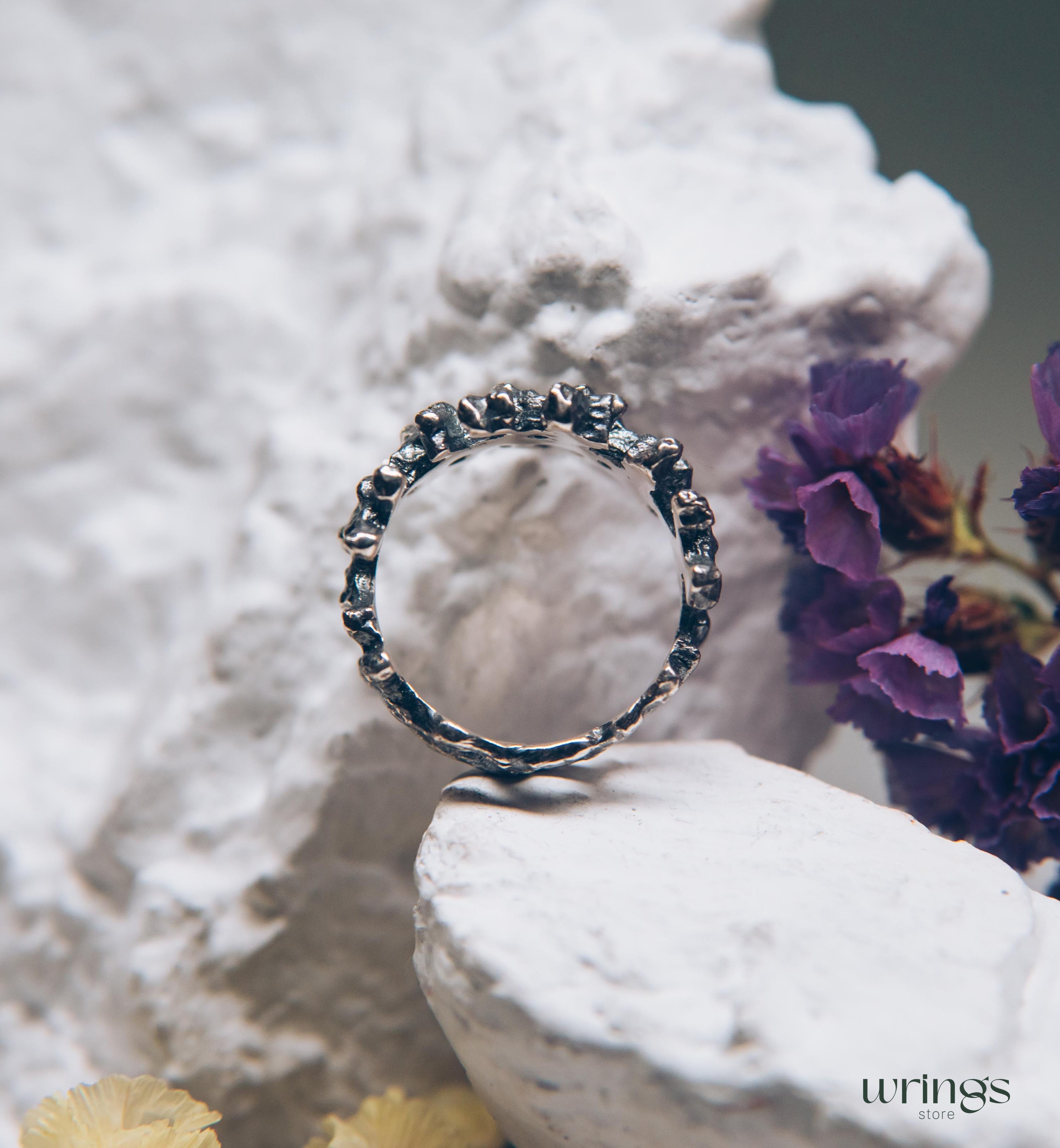 Silver Ocean Coral Ring with Multi Gemstone