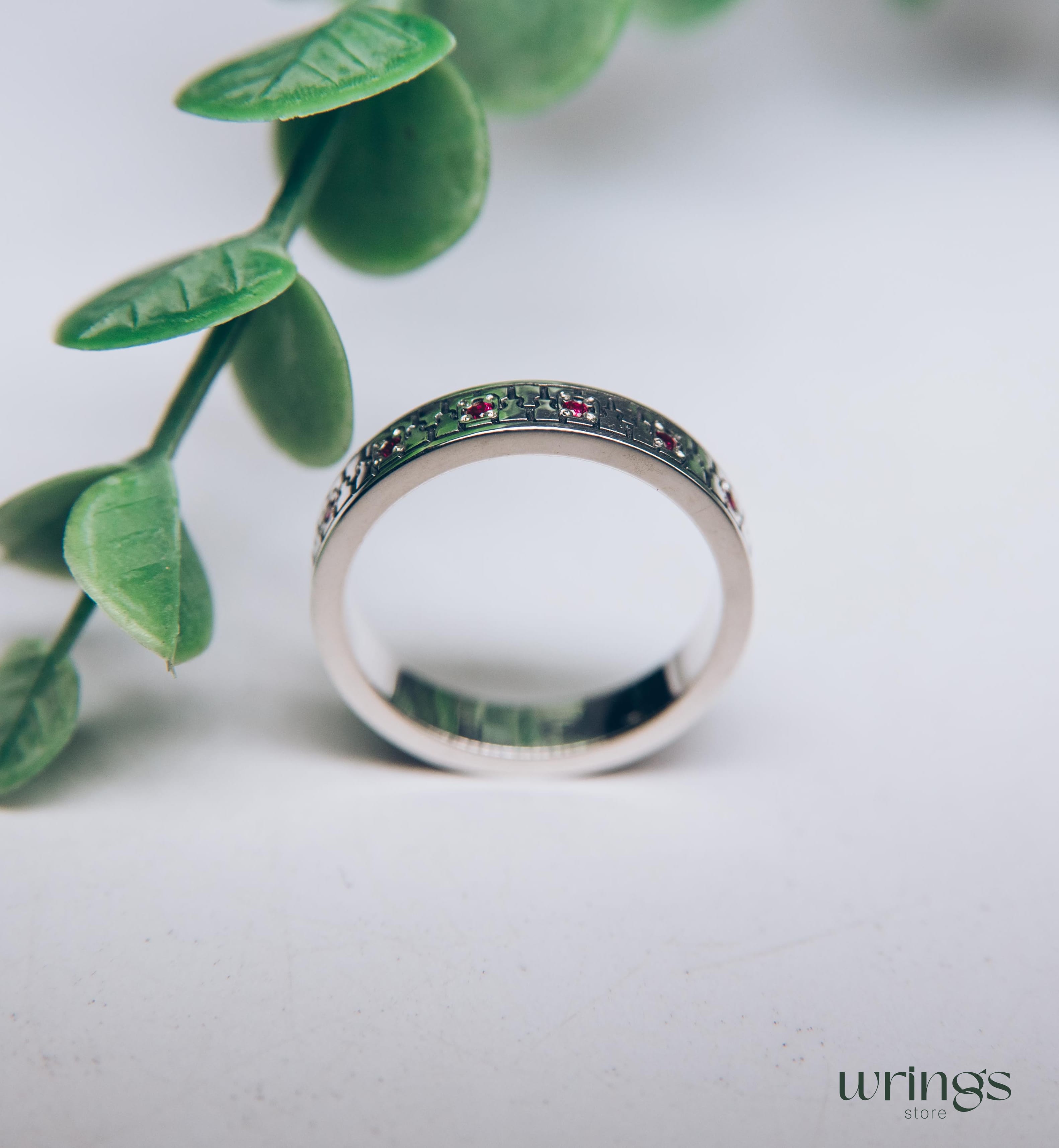 Multi Stone Silver Ring for Women Zipper Design Y2K